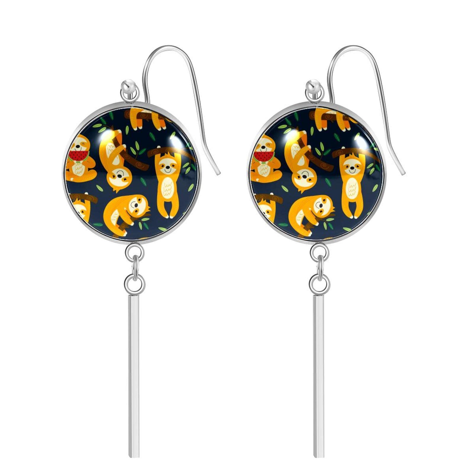 Women's Lightweight Stainless Steel Cat & Star Drop Hoop Earrings - Dangle Hanging Circle Earrings for Teens & Girls | Perfect for Parties, Date Nights & Everyday Wear