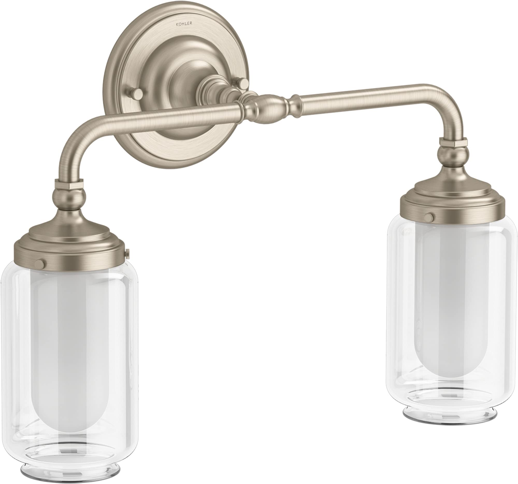 Kohler 72582-BVL Artifacts Bathroom Vanity Light Fixture - Brushed Bronze Wall Sconce with Downlight, UL Listed (2-Pack) - Perfect for Modern Bathroom, Powder Room, and Dressing Area Lighting