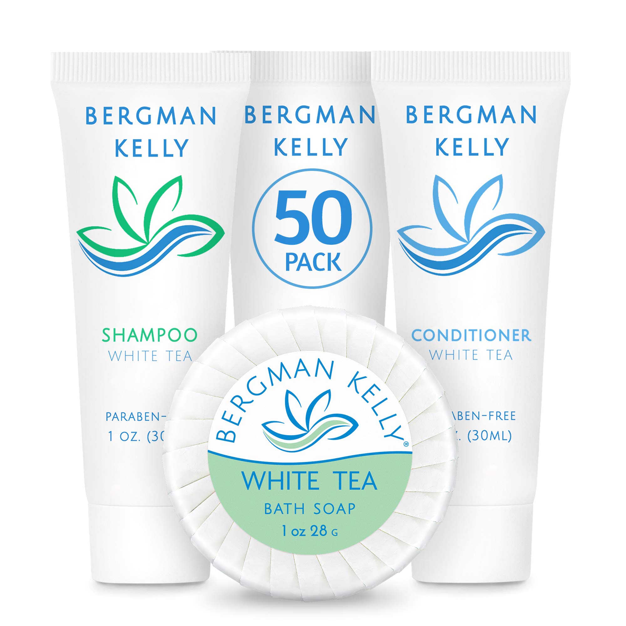 BERGMAN KELLY 3-Piece Soap Set - White Tea Scent for Hotels & Travel