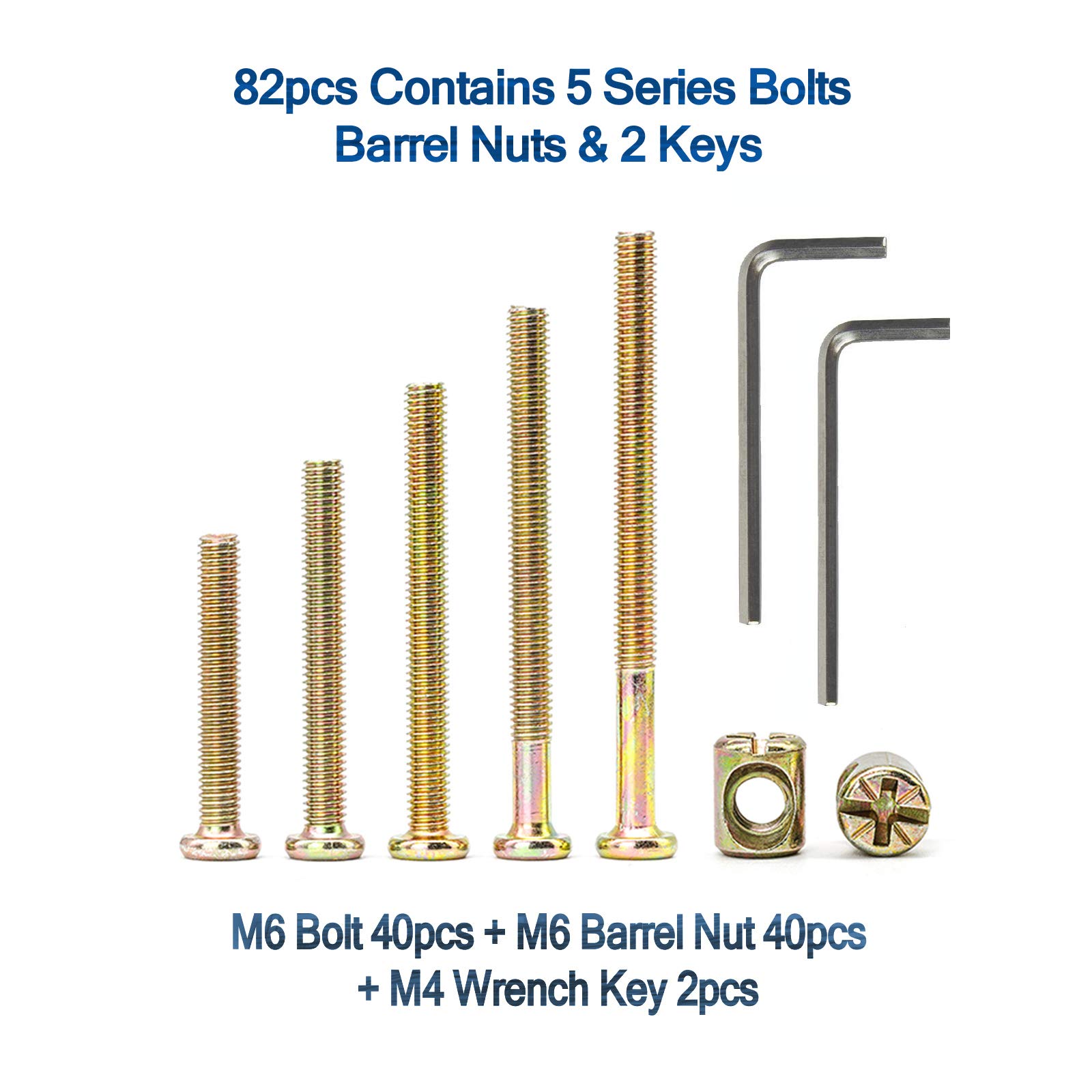 NINDEJIN 82-Piece M6 Hex Socket Screw Kit for Baby Bed & Furniture Assembly