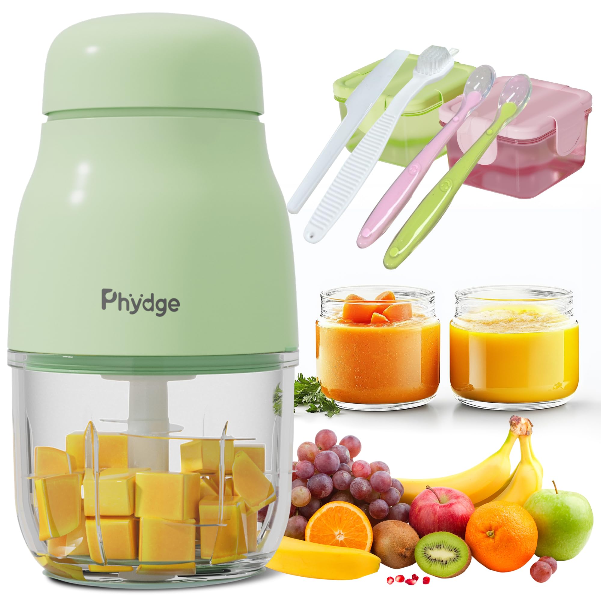 Upgraded Baby Food Maker & Blender with 10oz Containers, Silicone Spoons - Easy Clean Infant Puree Processor for Fruits, Vegetables & Meat | Perfect for Homemade Baby Meals, Travel & On-the-Go Feeding