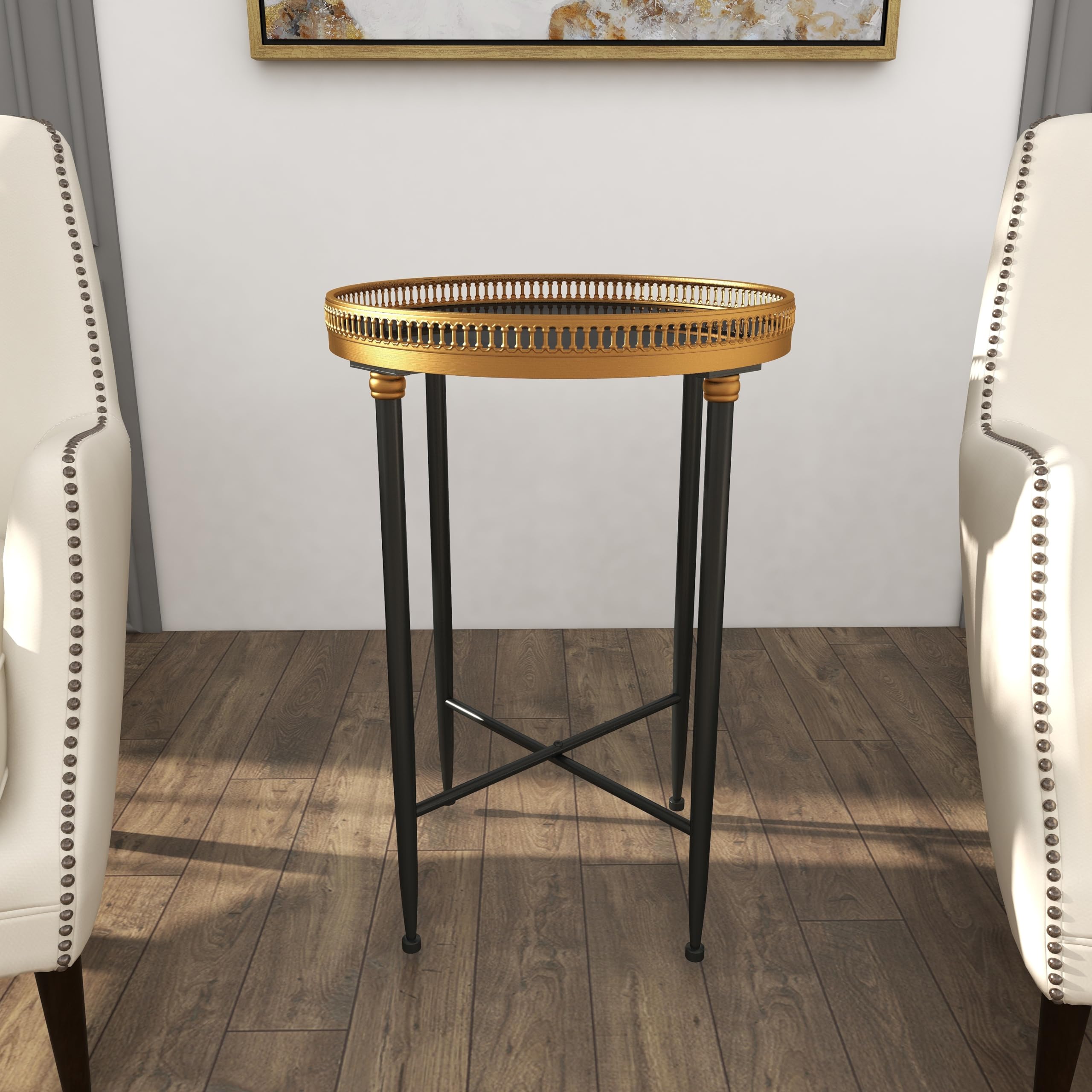Deco 79 Modern Black Metal Side Table with Tray Top - 18