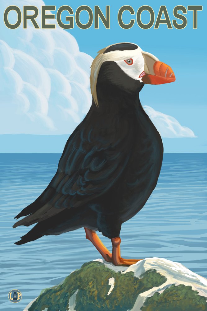 Tufted Puffin Oregon Coast Wall Art - 16x24 Wrapped Canvas Print - Coastal Home Decor & Office Artwork - Perfect for Living Room, Bedroom or Beach House Decor