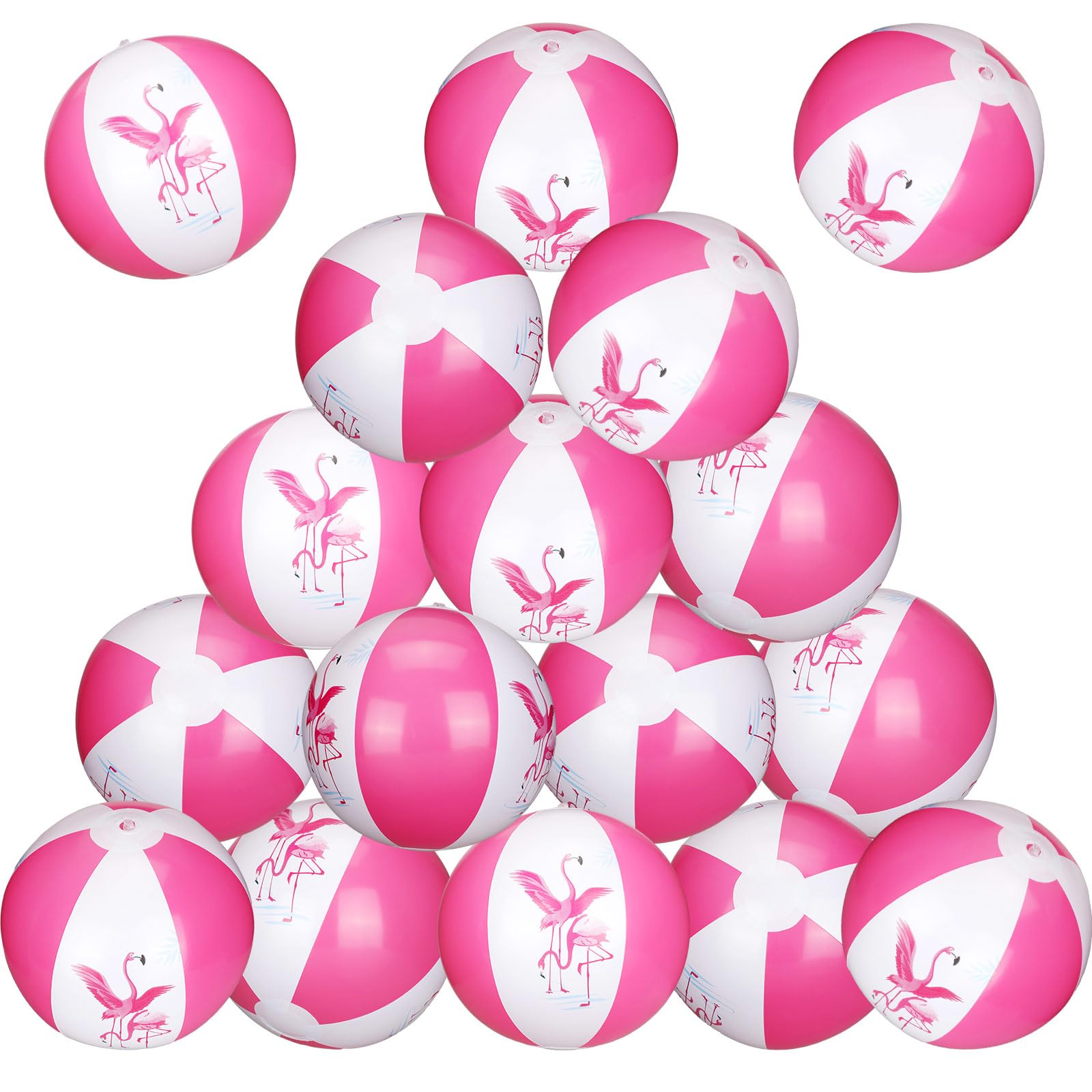 50 Pcs Pink Flamingo Inflatable Beach Balls Bulk - 13 Inch Flamingo Pool Toys, Summer Party Decorations & Party Favors for Beach, Pool, Birthday & Luau Events