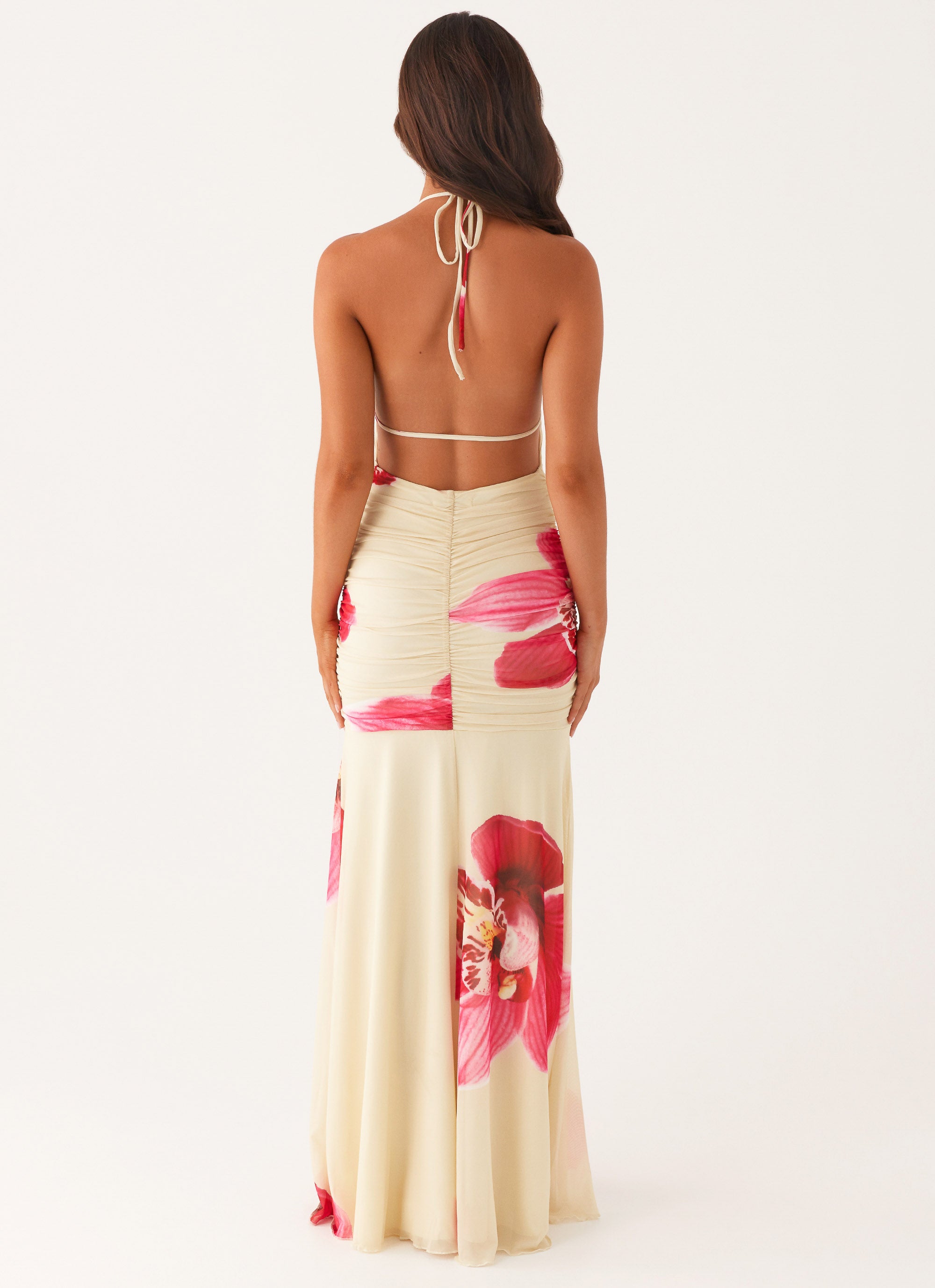 Hollywood Maxi Dress for Women - Elegant Orchid Yellow Flowy Long Dress for Summer, Beach, Parties & Special Occasions