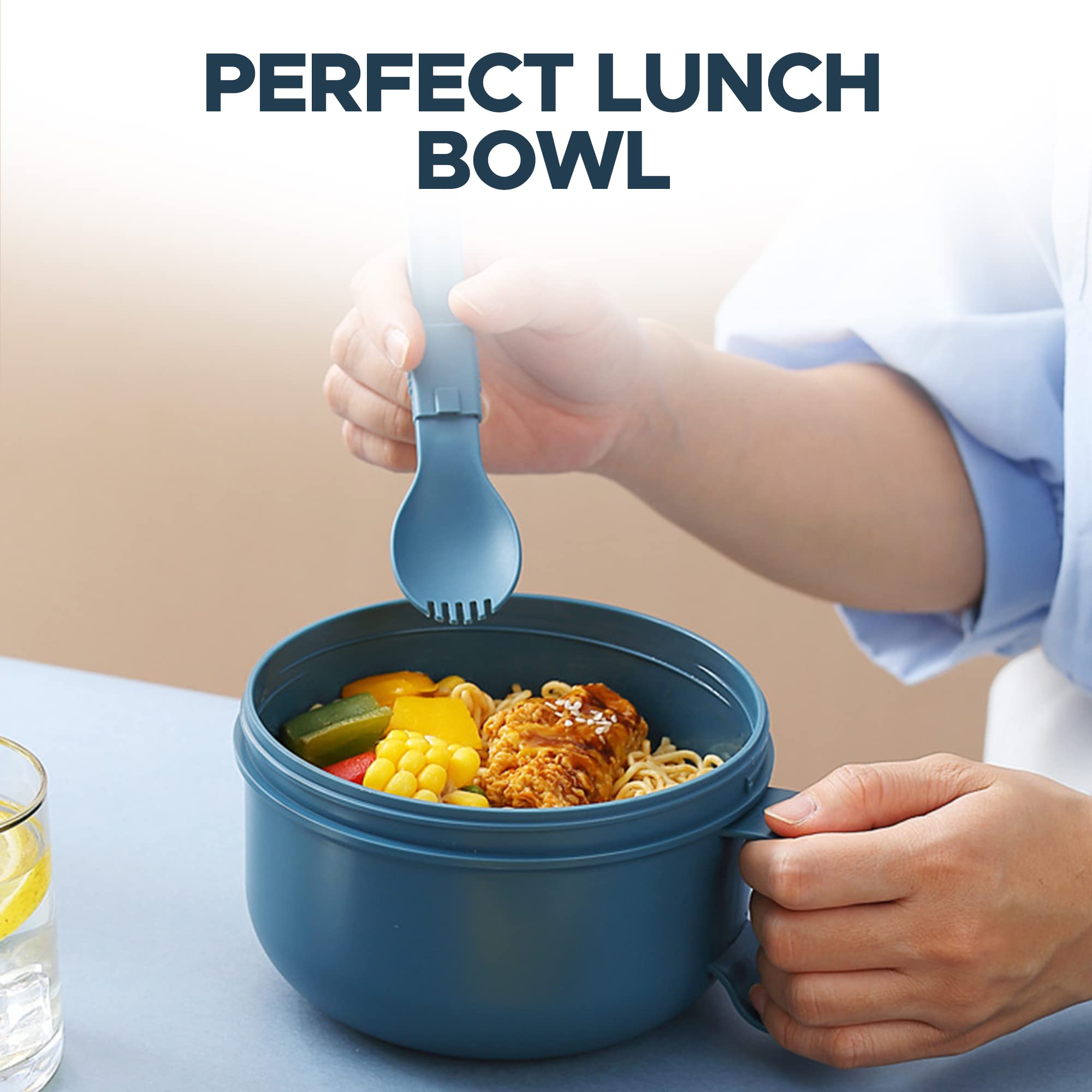 Microwave Safe Ramen Bowl Set with Lid & Chopsticks - BPA-Free Noodle & Soup Cooker for Instant Meals - Perfect for Office, College Dorm & Quick Home Cooking (Green & Yellow) - Ideal for Ramen, Soup, Oatmeal & Microwave Meal Prep