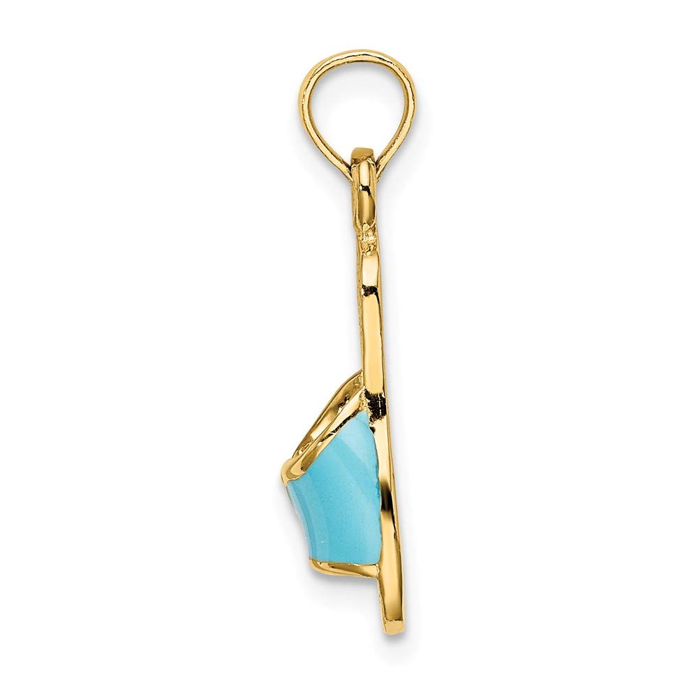 14K Yellow Gold Blue Enamel Summer Slipper Pendant Charm - Elegant Beach Jewelry for Women, Perfect Gift for Vacation & Summer Outfits