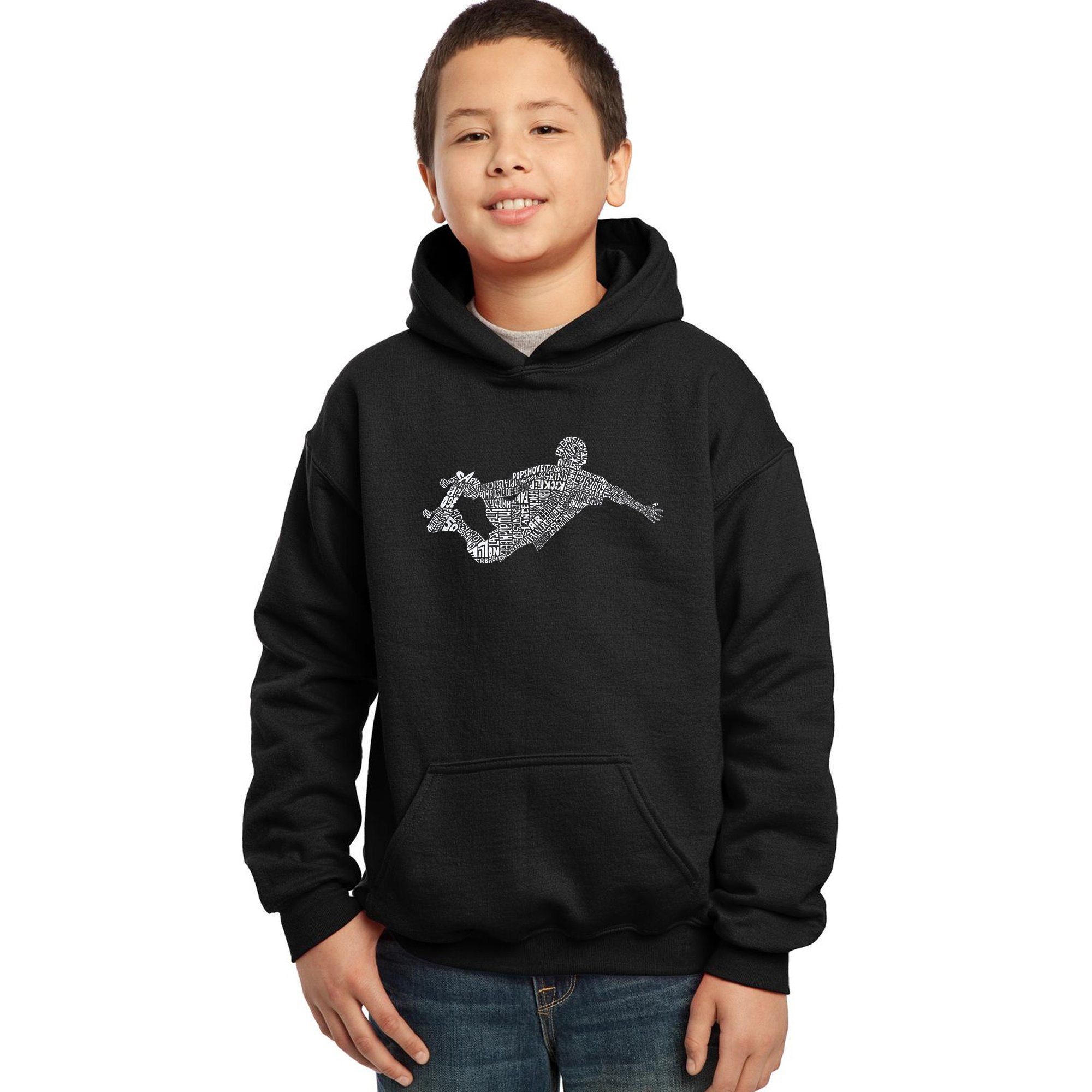 LA POP ART Boys' Graphic Hoodie - Trendy Skating Moves & Tricks Design | Cool Streetwear for Skateboarding & Urban Fashion
