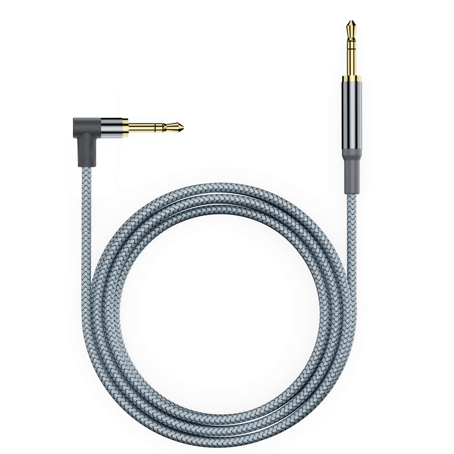 3.5mm to 3.5mm Aux Cable 1.2M - 90 Degree Nylon Braided Male to Male Stereo Audio Cable | Hi-Fi TRS Auxiliary Cord Compatible with iPhone, Car, Speaker, iPod, iPad, Sony, Echo Dot, Beats | Perfect for Car Audio, Home Theater & Portable Devices