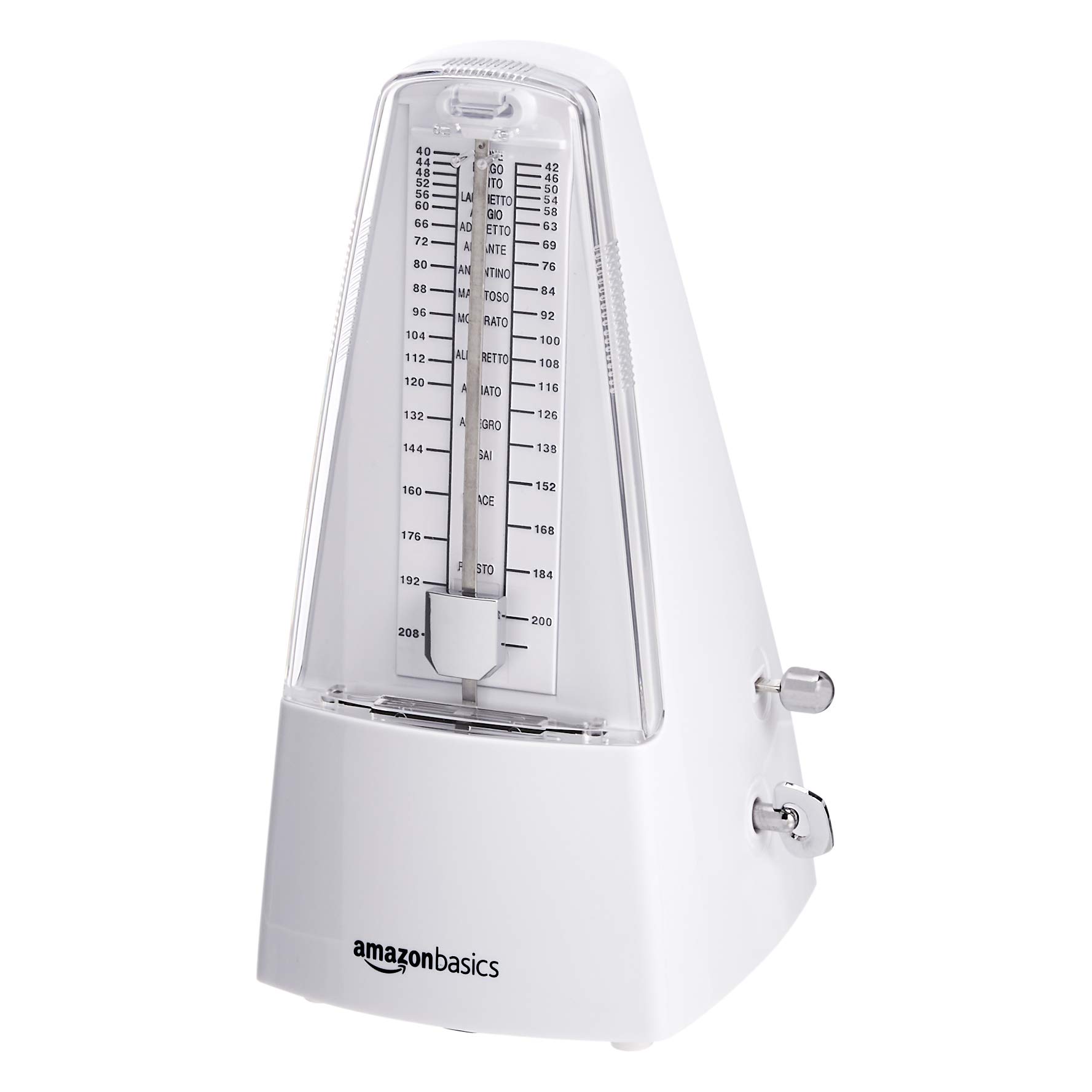 Amazon Basics Mechanical Metronome with Steel Movement - White - Perfect for Piano, Guitar, Violin Practice & Music Education