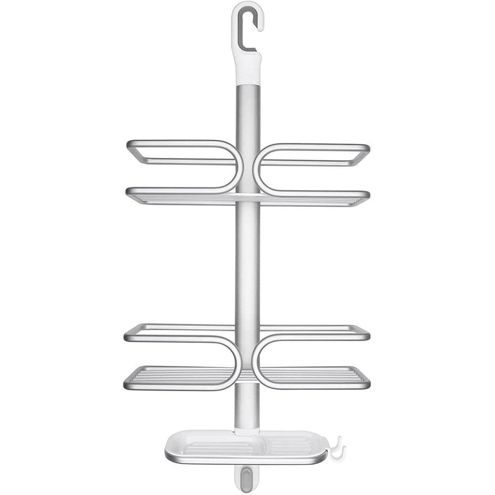 OXO Good Grips 3-Tier Aluminum Shower Caddy Organizer - Rustproof Bathroom Storage for Shampoo, Conditioner & Soap - Perfect for Showers, Bathtubs & Dorm Rooms