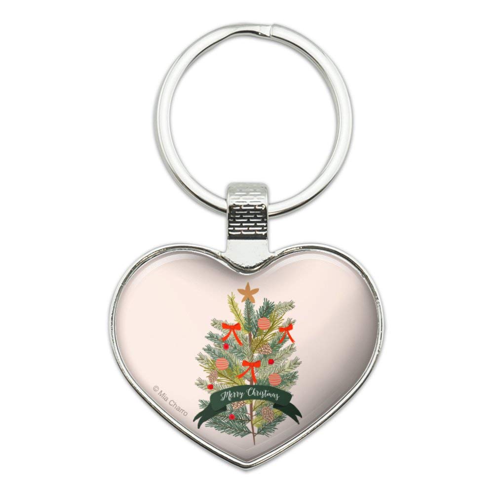 Christmas Tree Keychain - Heart Love Metal Key Ring for Holiday Gifts, Party Favors & Home Decor
