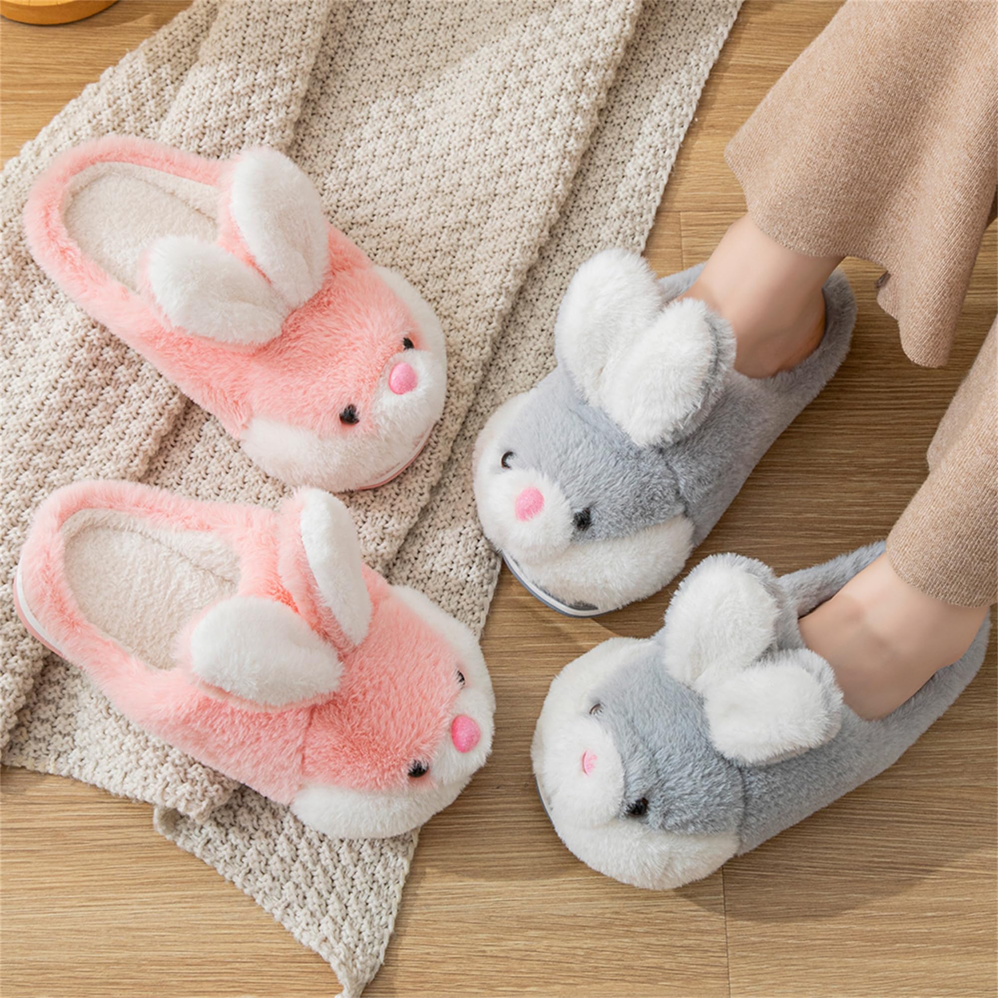 LANFIRE Women's Fuzzy Rabbit Slippers - Cozy Plush Winter House Shoes for Women, Soft Warm Indoor Slippers with Cute Animal Design | Perfect for Home, Lounge & Gift Giving