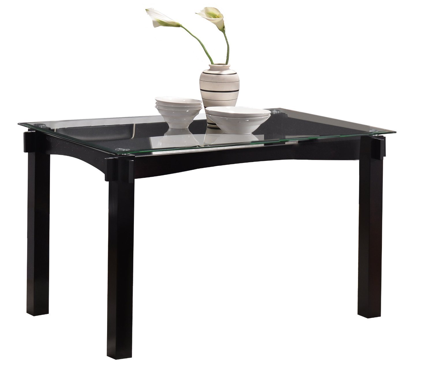 Kings Brand Rectangle Wood & Glass Dining Table - Cappuccino Finish for Kitchen, Dinette, Breakfast Nook | Modern Farmhouse Style Dining Furniture for Small Spaces