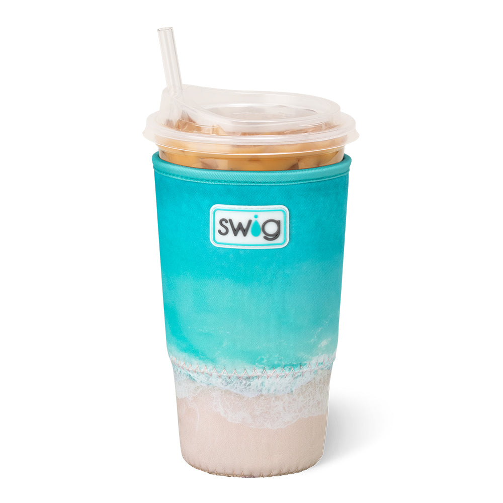 High Tide Large Iced Cup Coolie - 20oz Insulated Tumbler with Lid & Straw for Cold Drinks - Perfect for Beach, Pool Parties and Summer Outdoor Activities