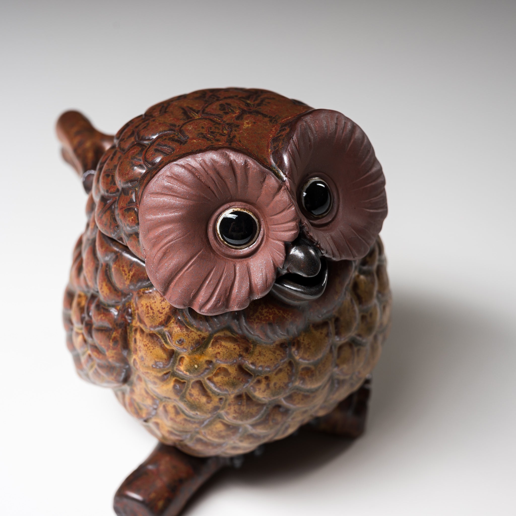 Seto Ware KASHIWA Animal Teapot - Handcrafted Japanese Owl Teapot, Ceramic Tea Pot with Infuser, Perfect for Home Decor & Tea Ceremonies