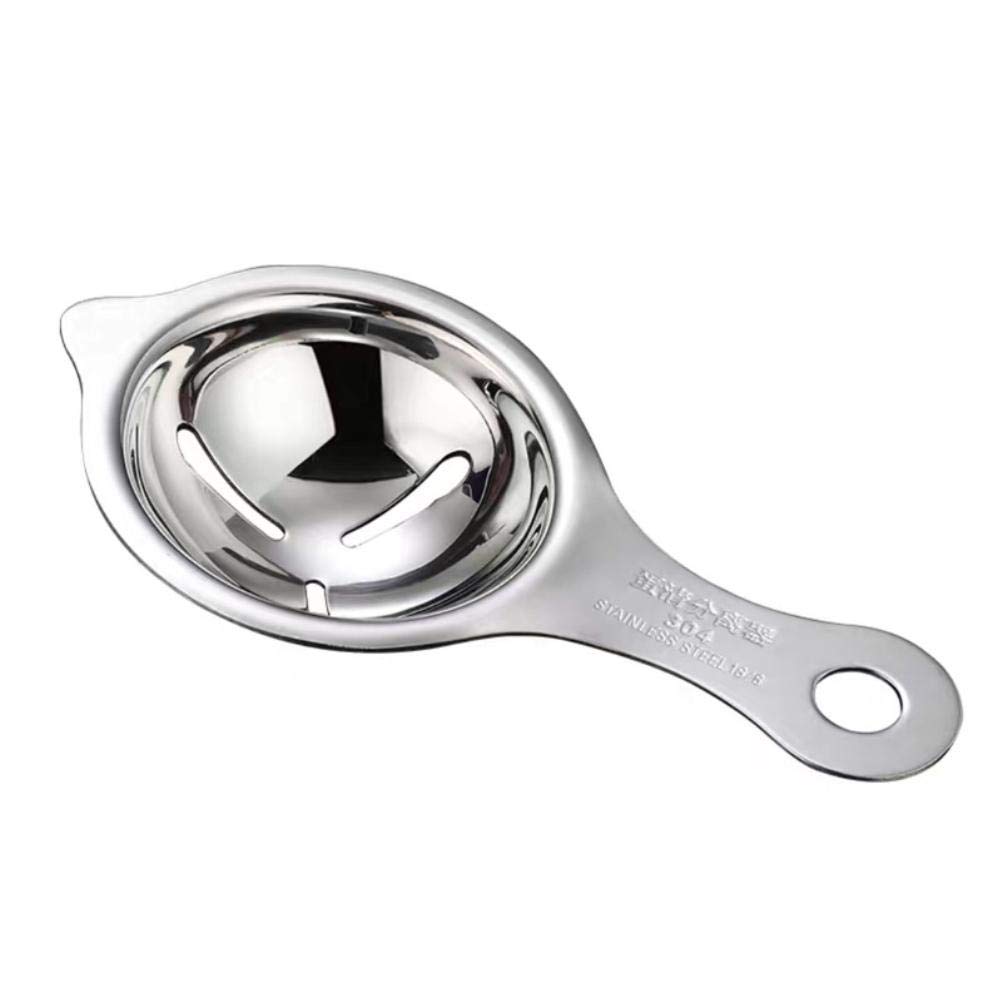 Premium Stainless Steel Egg Yolk Separator - 5.1 x 3.0 Inch Food Grade Egg White Divider, Strainer Spoon & Sieve Tool for Baking, Cooking & Kitchen Use - Perfect for Cakes, Meringues & Healthy Recipes (Silver)