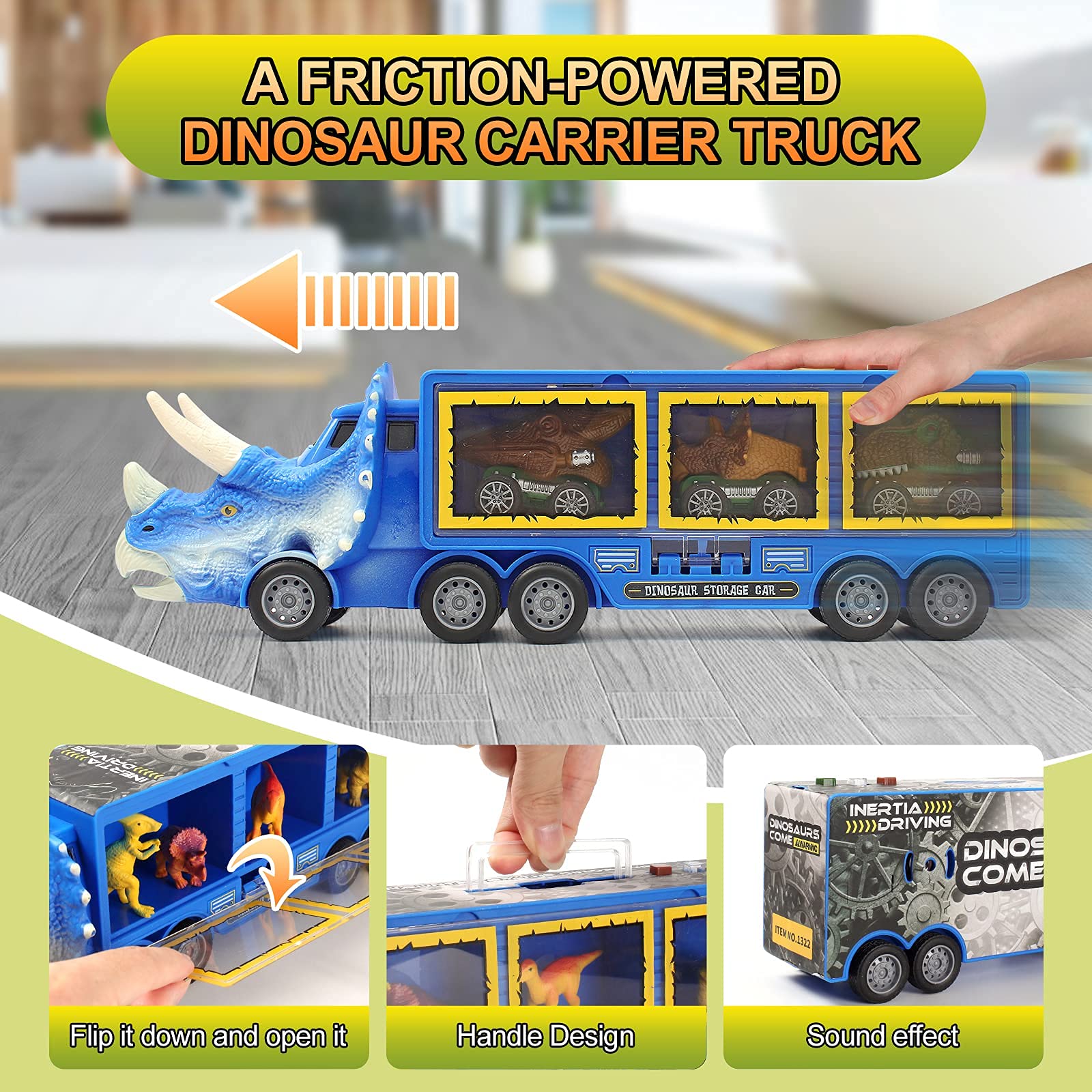 Dinosaur Toy Trucks for Kids - 28 Pack Pull Back Dinosaur Cars with Flashing Lights, Music & Roaring Sounds, Includes Car Launcher Track - Fun Educational Toys for Boys & Girls Ages 3-8 (Blue) | Perfect for Birthday Gifts, Pretend Play & Dinosaur-Themed Parties