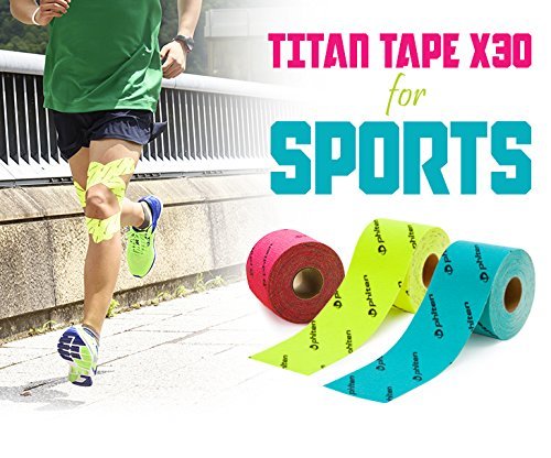 Phiten X30 Titanium Power Tape - Water-Resistant Kinesiology Tape for Muscle, Knee, Shoulder & Joint Pain Relief - Sports Recovery & Therapy Athletic Kinesio Tape - Turquoise, 2