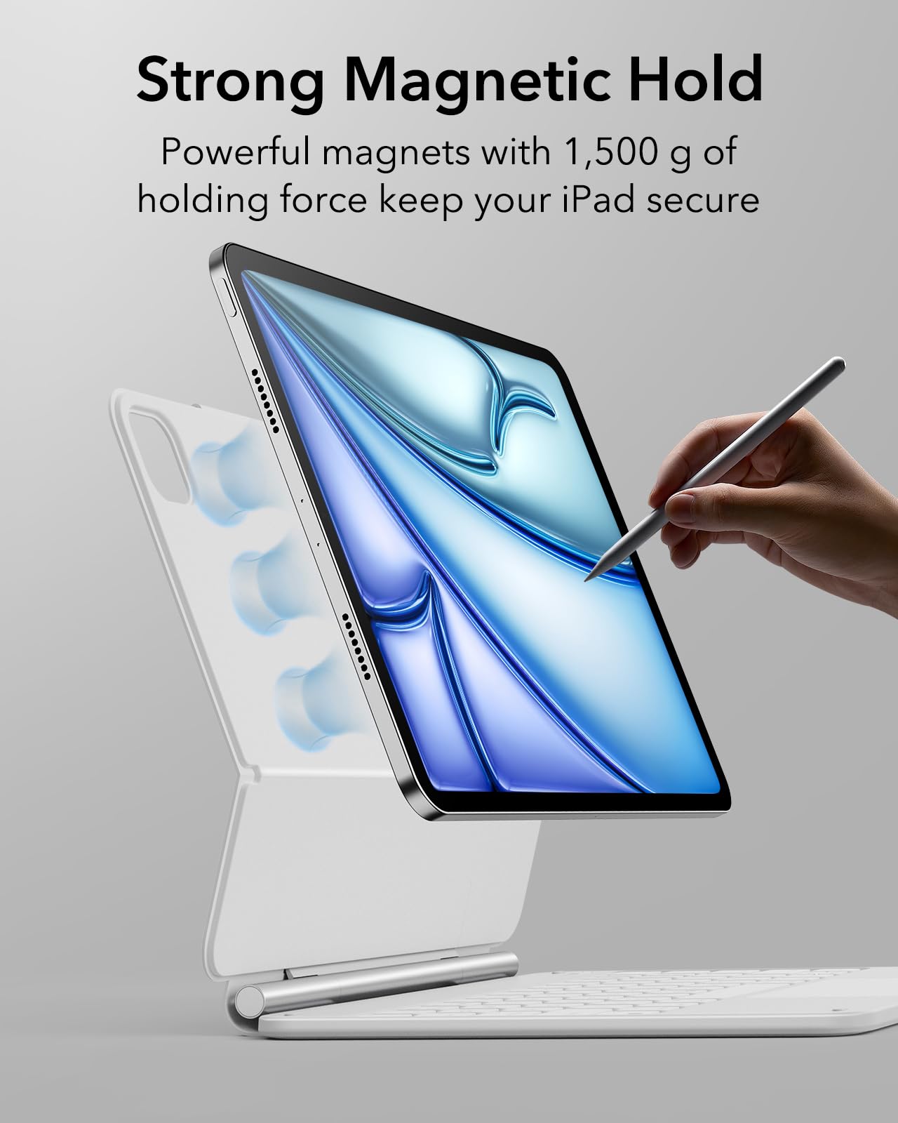ESR Magnetic Keyboard Case for iPad Air 11 (M2, 2024) & iPad Pro 11 - Compatible with iPad Air 6/5/4 - Slim Protective Cover with Floating Cantilever Stand & Multi-Touch Trackpad - Perfect for Work, Travel & Home Office (White)