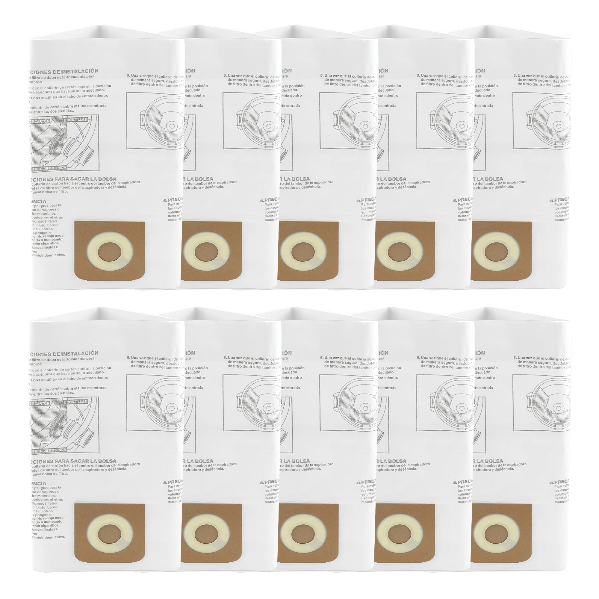 16 & 20 Gallon Universal Wet/Dry Vacuum Filter Bags - 10 Pack Replacement for Craftsman CMXZVBE38749 & Rigid Shop Vacs - Heavy Duty Dust Collection Bags for Workshop, Garage, and Home Cleaning