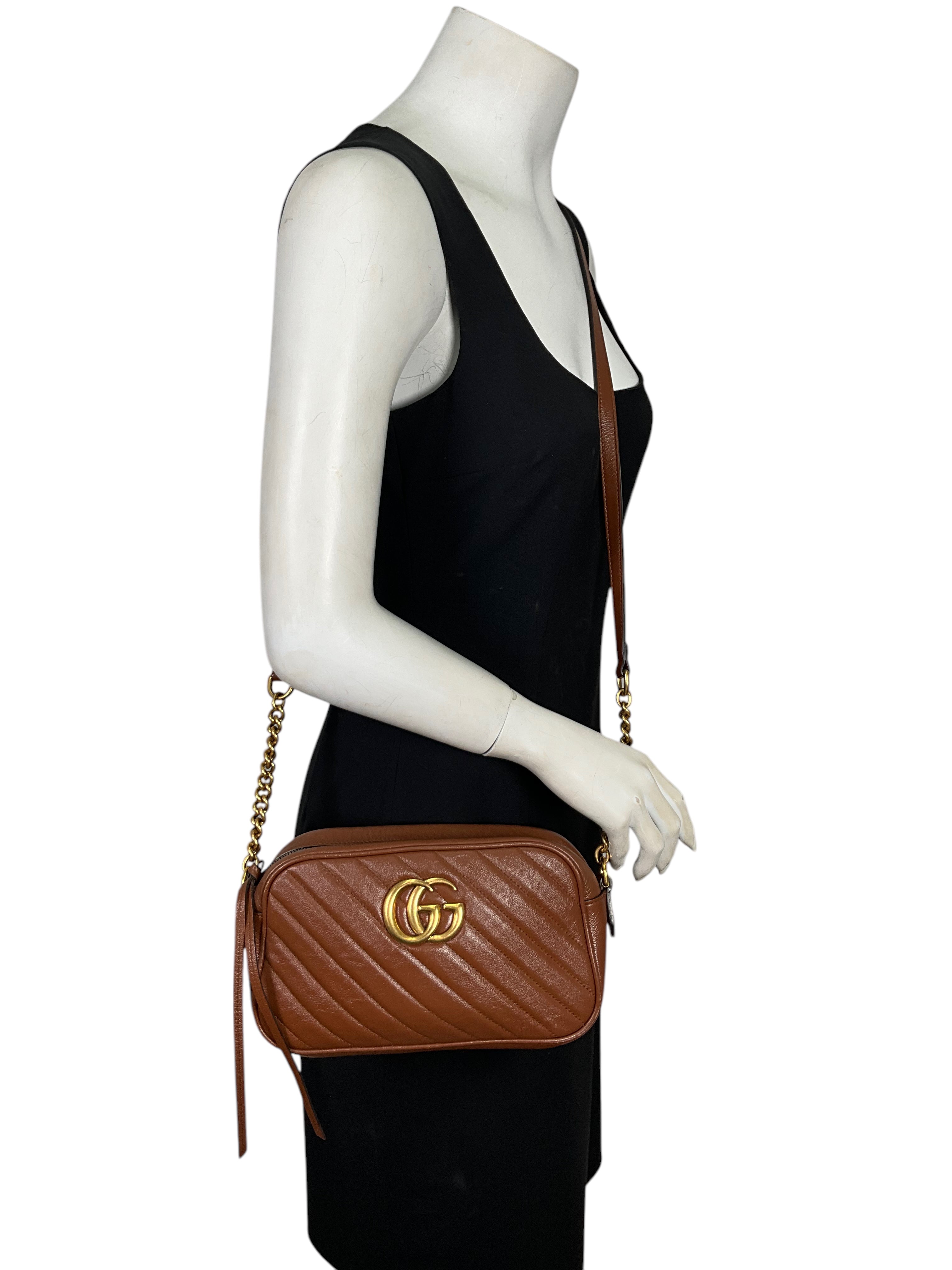 Gucci GG Marmont Small Matelassé Shoulder Bag for Women - Luxury Leather Crossbody Purse with Chain Strap - Perfect for Date Night, Office & Evening Events