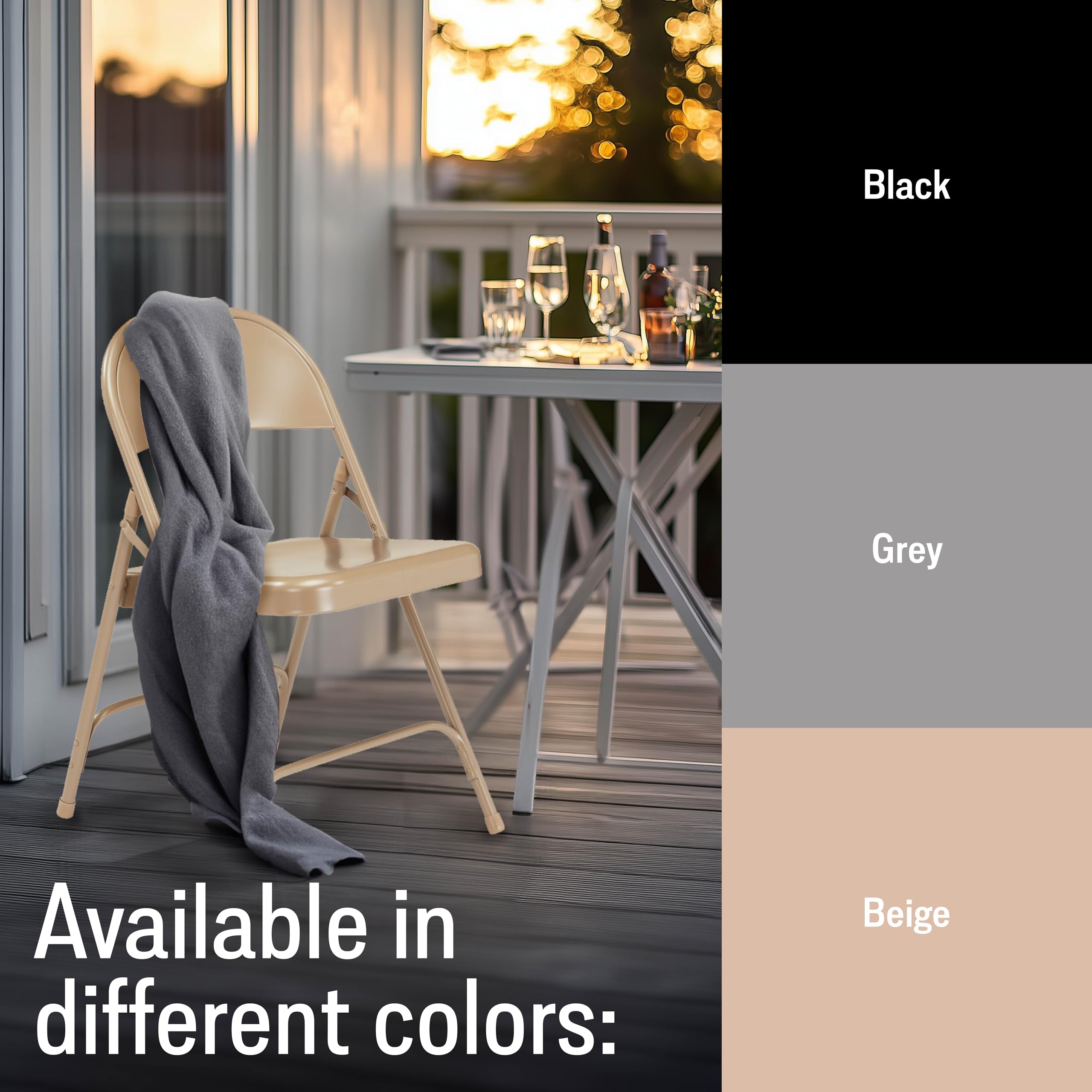 Premium Heavy-Duty Steel Folding Chairs Set of 4 - Portable & Foldable for Indoor Outdoor Use - Durable Institutional-Grade Beige Chairs by National Public Seating - Perfect for Events, Parties, Camping & Office Meetings