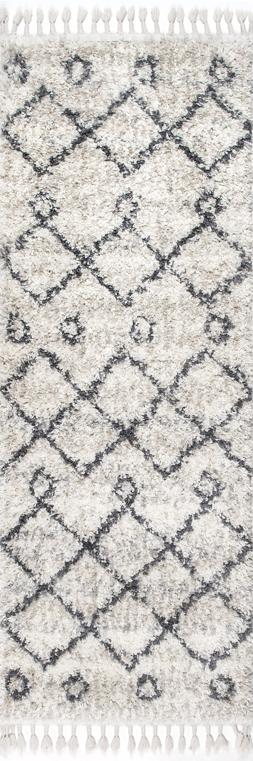 Luxury Diamond Moroccan Shag Area Rug with Tassels - Soft Ivory Plush Carpet for Living Room, Bedroom & Nursery | Boho Chic Home Decor