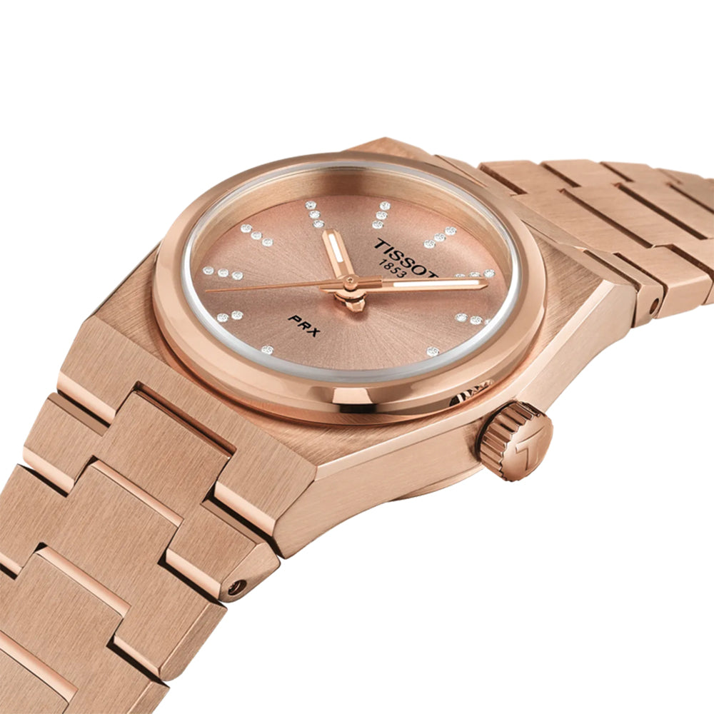 PRX Quartz Rose Gold PVD Coated 25mm Watch with Diamond Bracelet - Elegant Women's Dress Watch for Parties, Weddings & Special Occasions