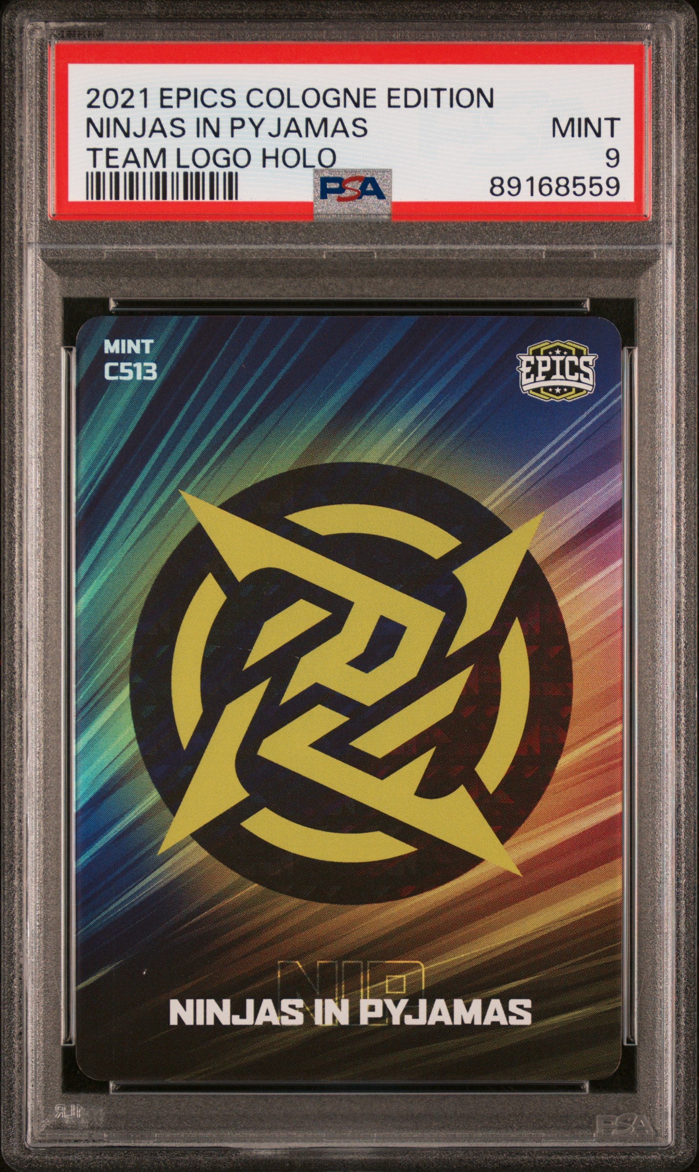 PSA 9 Ninjas In Pyjamas #C513 Team Logo Holo 2021 Epics Cologne Edition - Rare CS:GO Esports Trading Card for Collectors & Gamers