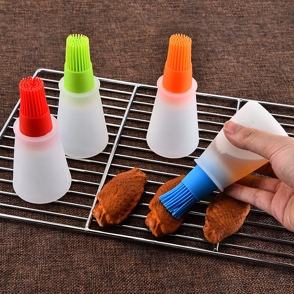 Premium Silicone Basting Brush Set - 4 Pack Heat-Resistant BBQ, Grill, Pastry & Baking Brushes for Oil, Honey & Sauce - Perfect for Cooking, Grilling & Kitchen Use (Orange)