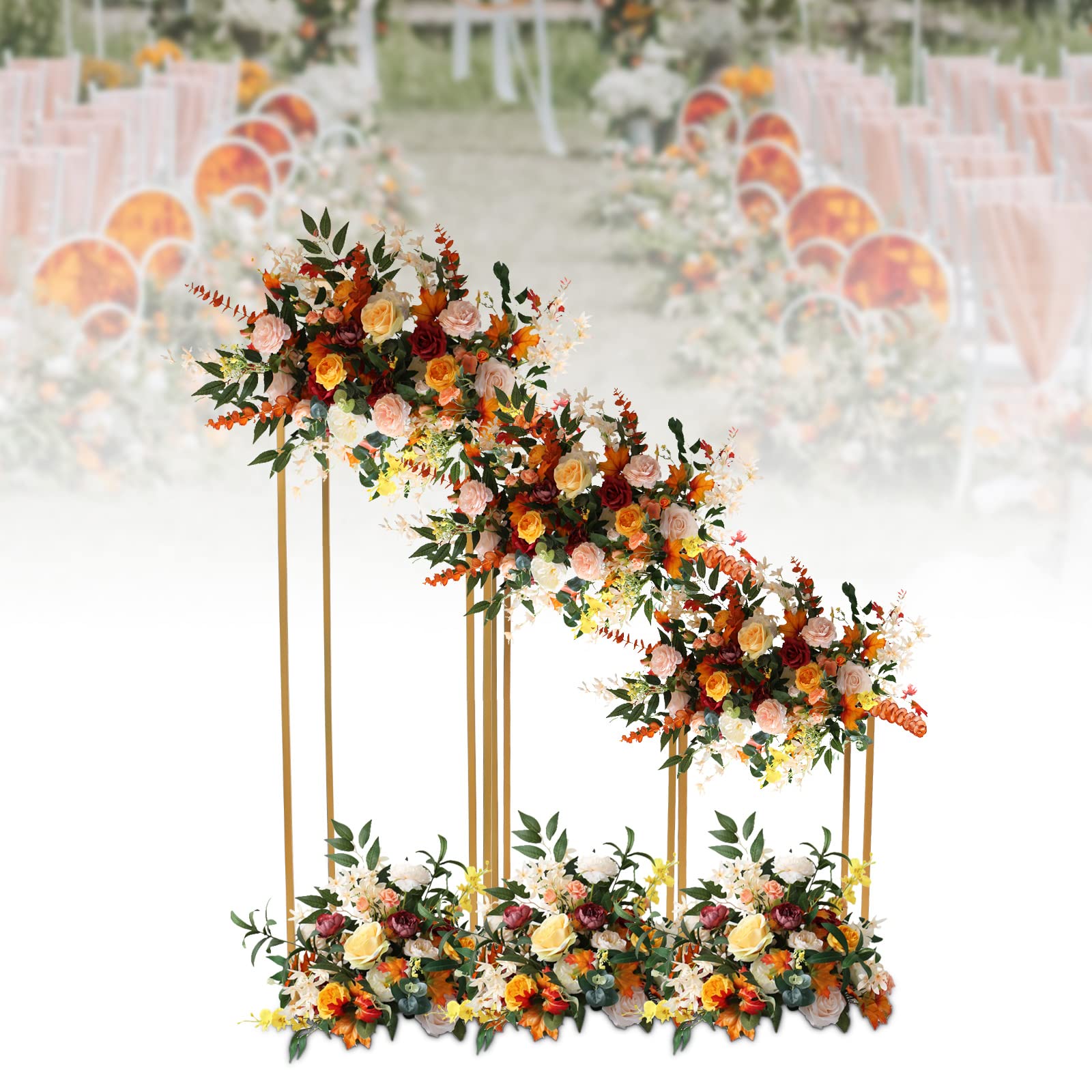 3-Piece Wedding Metal Vase Stand Set - 15/23/32 Inch Detachable Flower Rack, Iron Geometric Column Vases for Wedding, Party & Home Decor - Perfect for Centerpieces, Floral Arrangements & Event Decorations