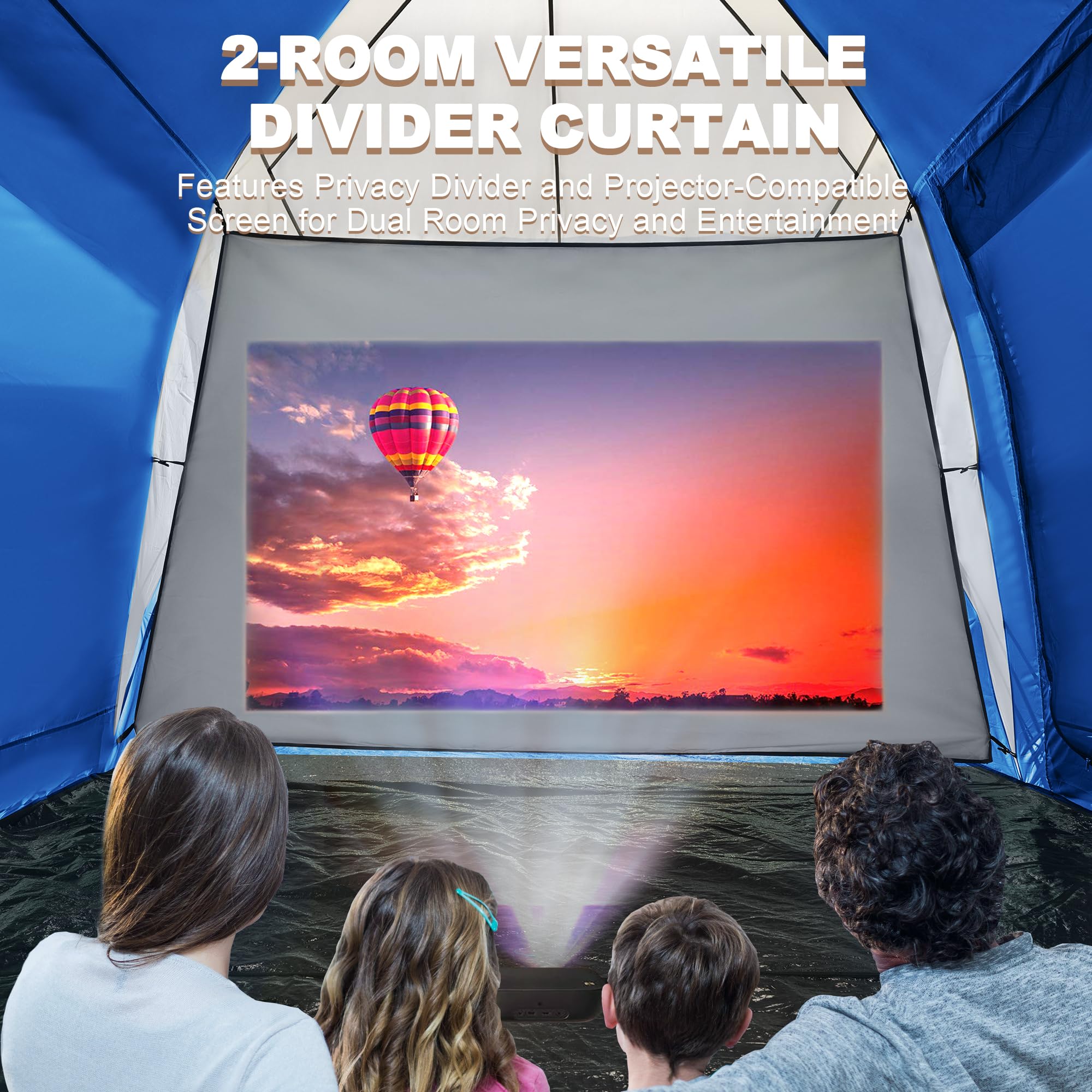 10-Person Family Camping Tent - Waterproof, Spacious 2-Room Design with 4 Large Mesh Windows | Double Layer, Easy Setup, Weather Resistant (18ft x 9ft x 6.8ft) | Perfect for Family Camping Trips, Music Festivals, and Outdoor Parties