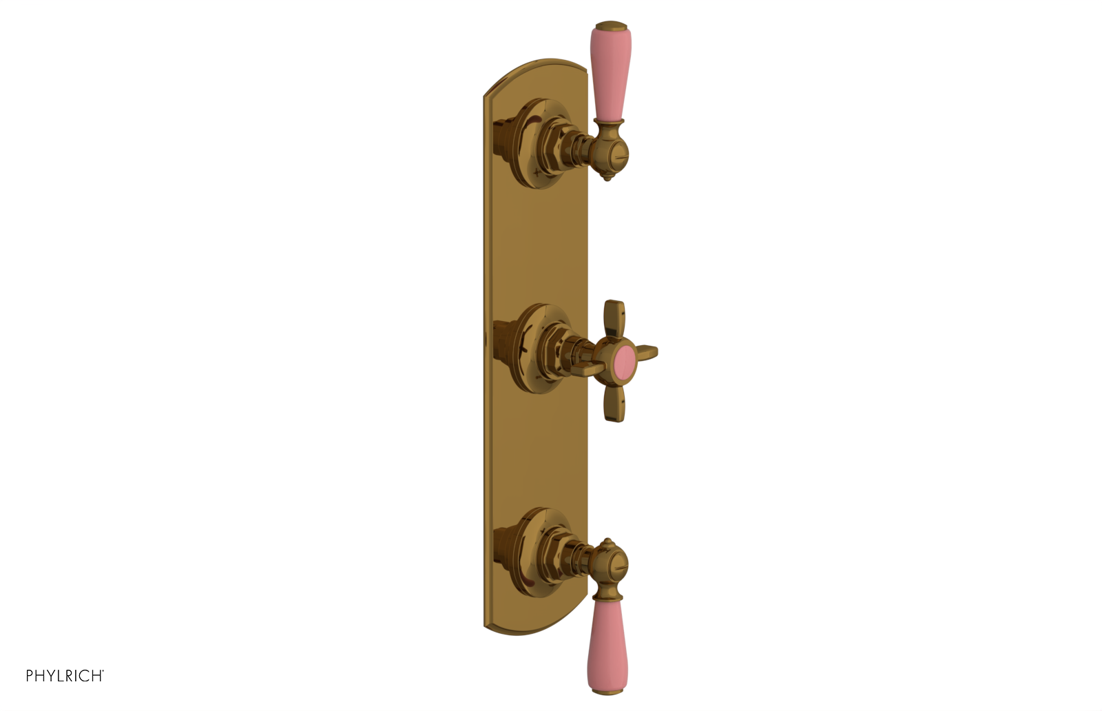 Jamestown Thermostatic Shower Valve with Dual Volume Control - Pink Accented Bathroom Fixture for Modern & Vintage Bathroom Renovations
