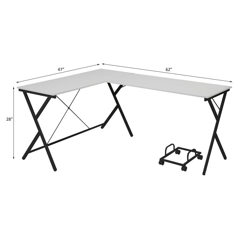 Acme Demas Wooden Computer Desk with Built-in Monitor Stand - White & Black Finish for Home Office, Gaming, and Study Spaces