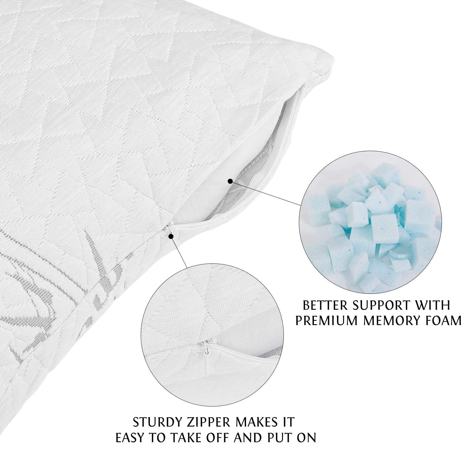 StangH Full Body Pillow with Removable Cover - 20x54 Inch Large Support Pillow for Side & Back Sleepers - Shredded Memory Foam Hug Pillow for Pregnancy, Cuddling & Comfort - Perfect for Bed, Sofa & Travel Use