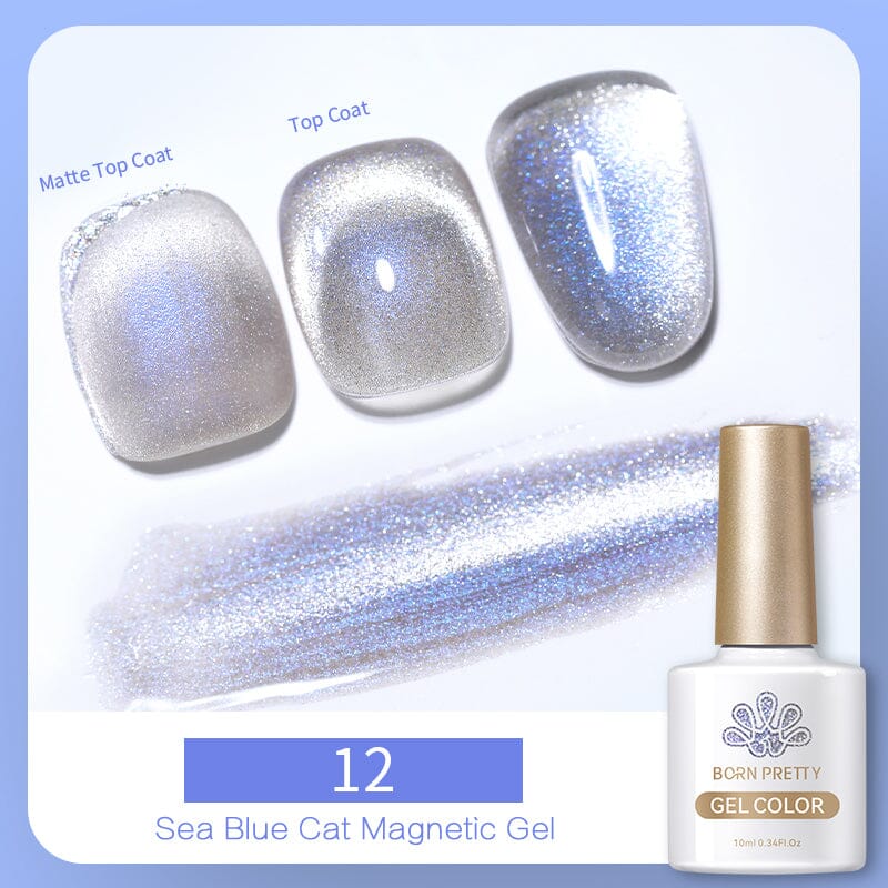BORN PRETTY Sea Blue Magnetic Cat Eye Gel Polish 10ml - Long Lasting Nail Art Gel for DIY Manicure at Home | Perfect for Parties, Weddings & Special Occasions