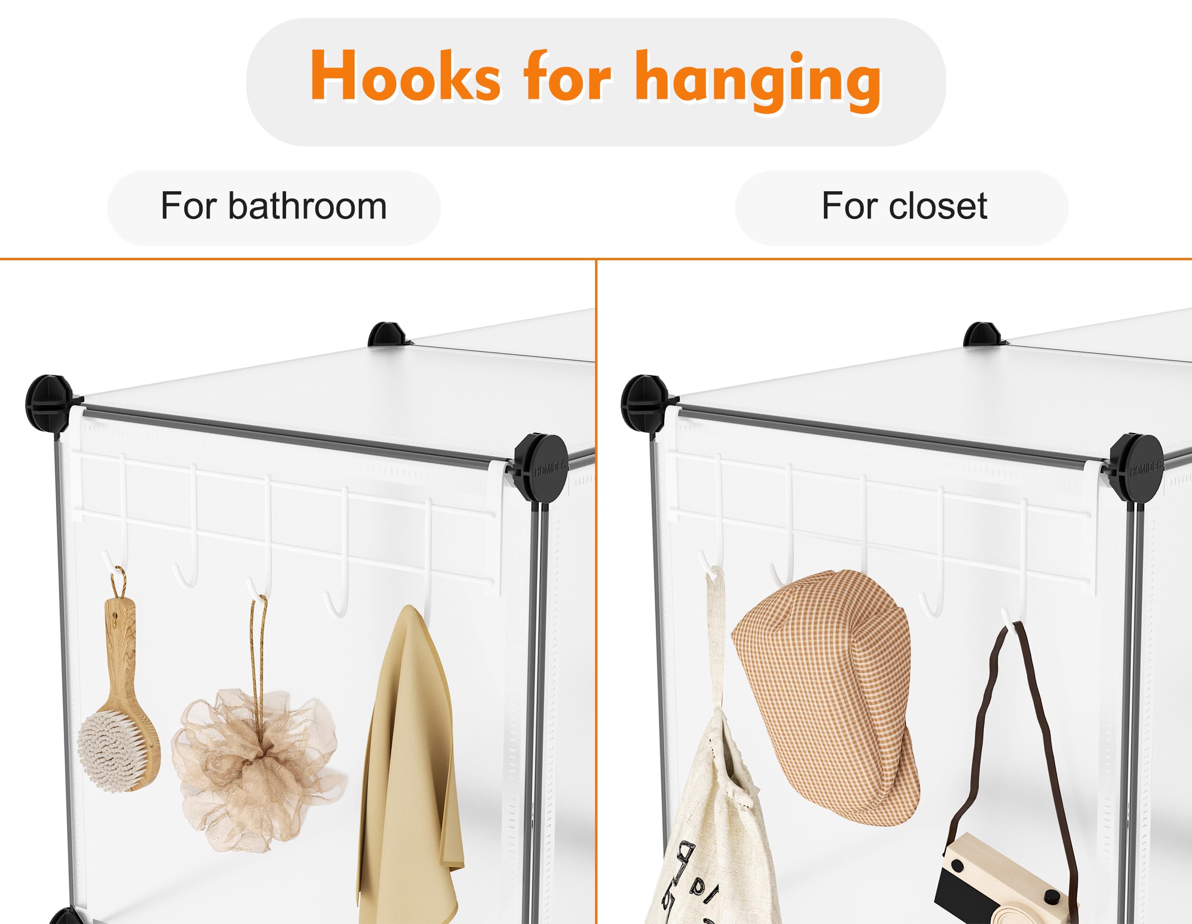 HOMIDEC 12-Cube Closet Organizer & Storage Shelf - Portable Closet Organizer for Kids Clothing, Bedroom, Bathroom & Office - 11.8x11.8x11.8 Inch Transparent Storage Cubes - Perfect for Small Space Organization & Home Decor