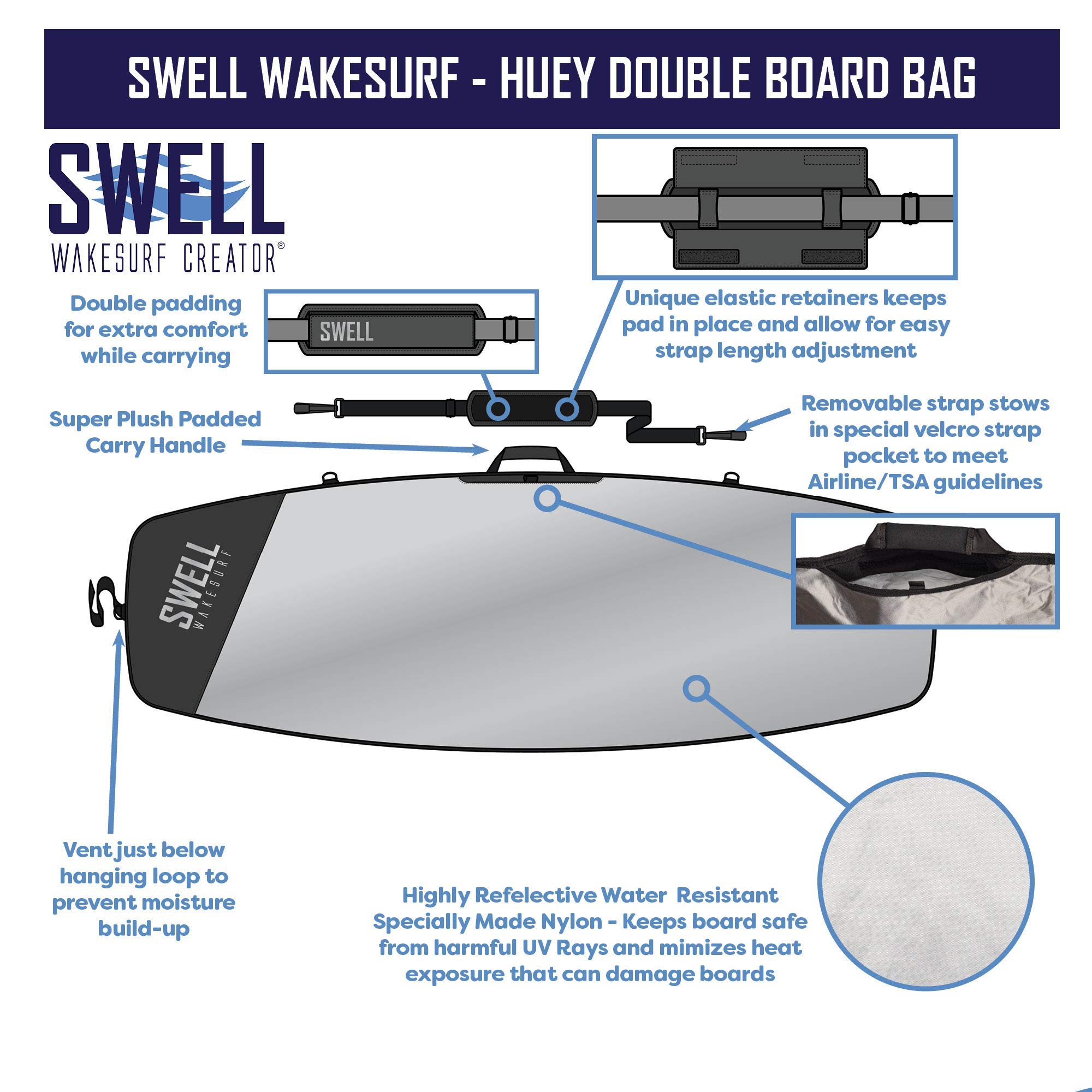 **Huey Double Wakesurf Board Bag - 66
