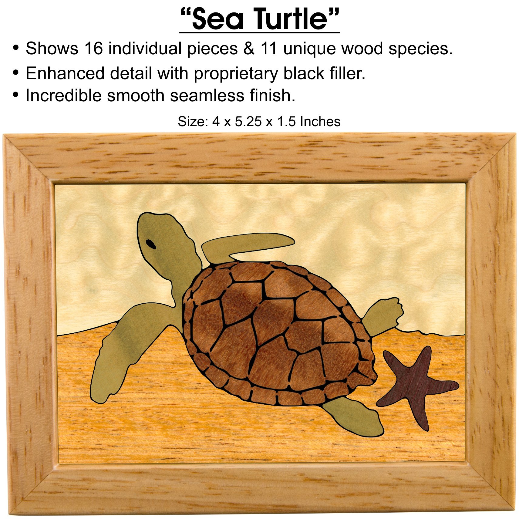 Handmade Sea Turtle Wood Jewelry Box - Unique Wooden Gift Box for Rings & Trinkets - Premium Quality USA Craftsmanship - No Two Alike - Perfect for Beach Weddings, Anniversary Gifts & Coastal Home Decor