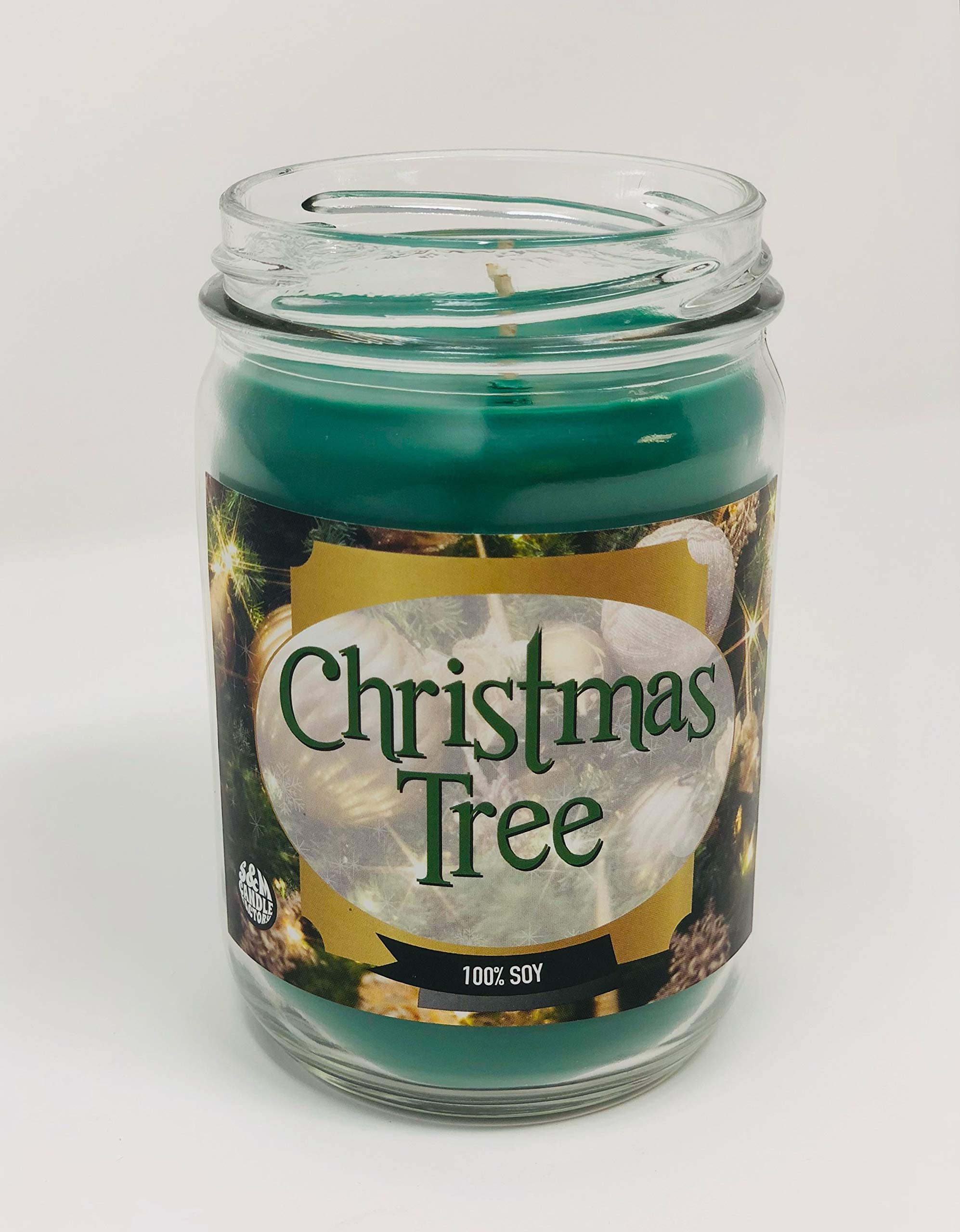 Christmas Tree Scented Soy Candle - Balsam Fragrance - 100% Natural Premium Soy Wax - 12oz Jar by S&M Candle Factory | Perfect for Holiday Decor, Cozy Home Ambiance & Gift Giving