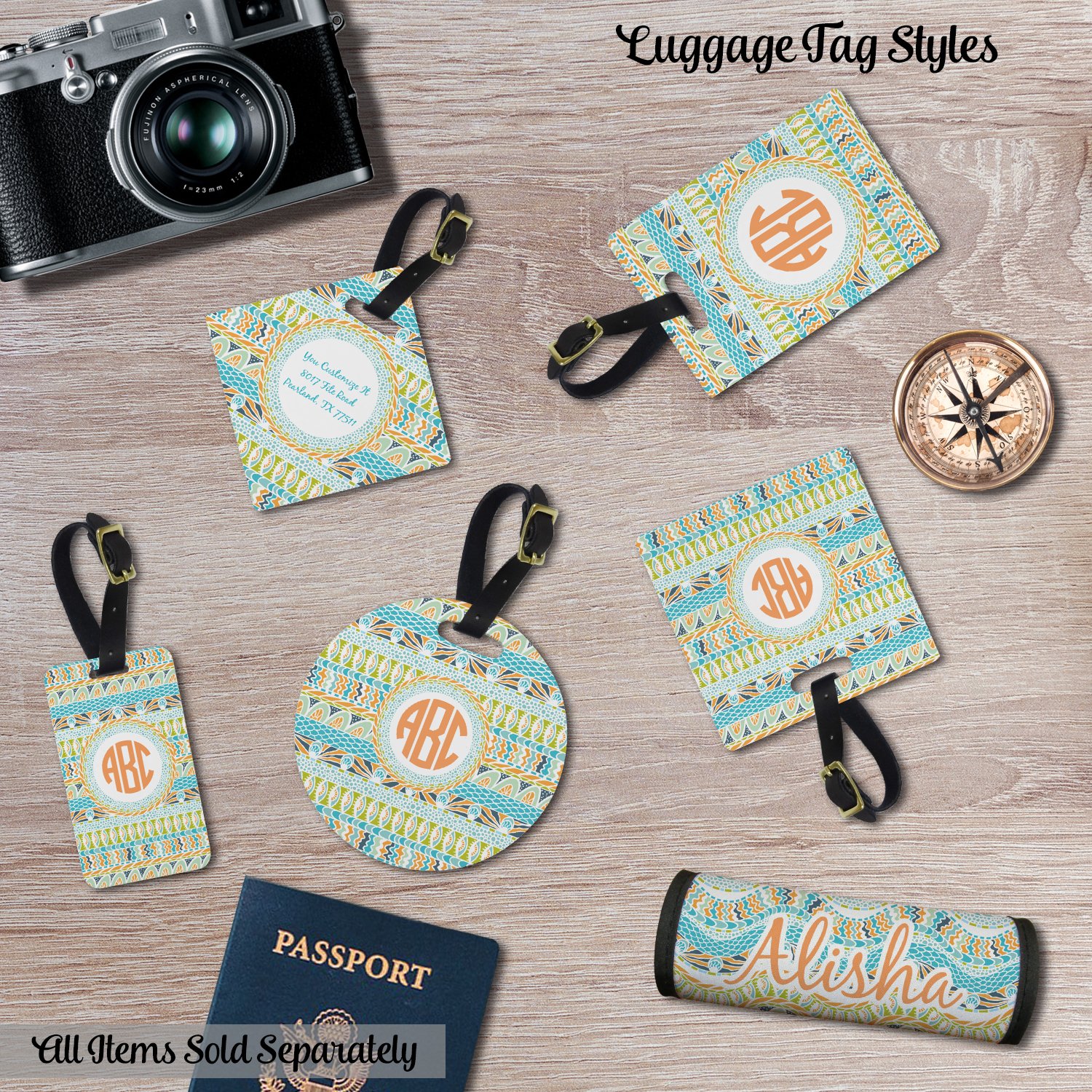 Custom Houndstooth Plastic Luggage Tag - Round Personalized Travel ID Tag for Suitcases, Bags & Backpacks - Perfect for Travel, Business Trips & Vacation