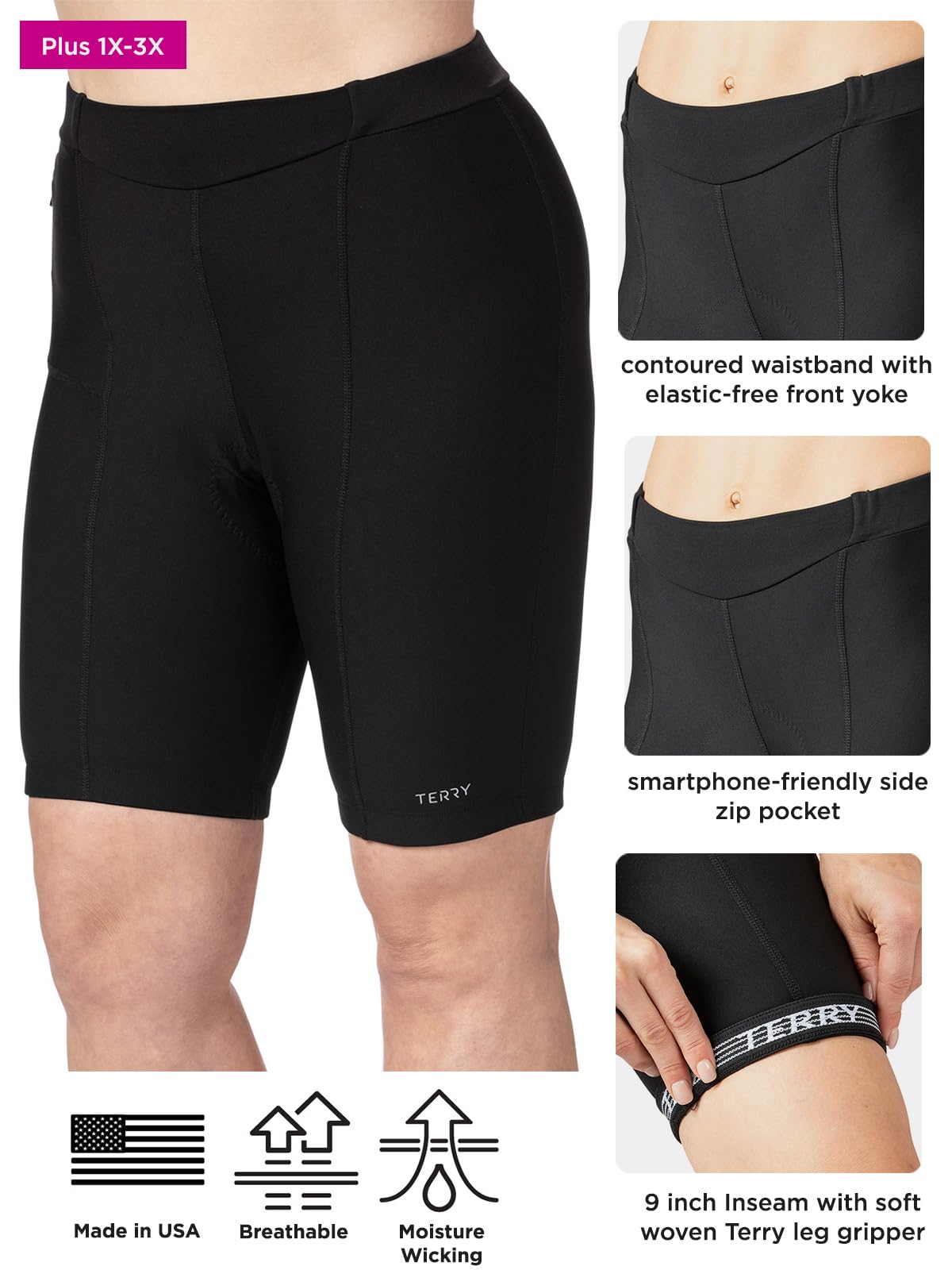 Women's Terry Touring Bike Shorts - 9 Inch Padded Compression Cycling Shorts with Pockets & Leg Grippers | Perfect for Long-Distance Riding, Commuting & Outdoor Workouts