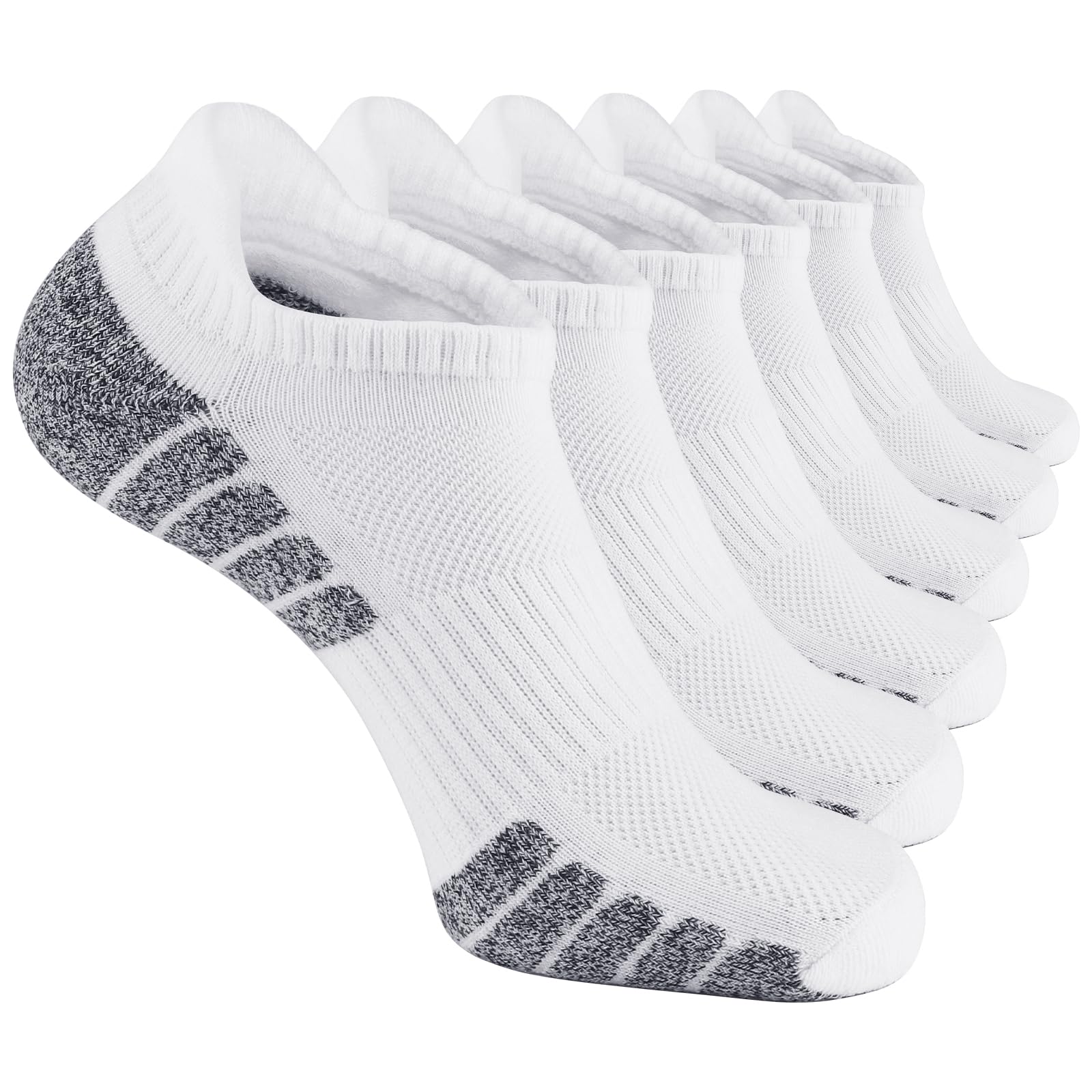 Ultrafun 6 Pairs Cushioned Ankle Running Socks - Breathable Low Cut Athletic Sports Socks for Men & Women - Perfect for Jogging, Gym Workouts & Daily Comfort