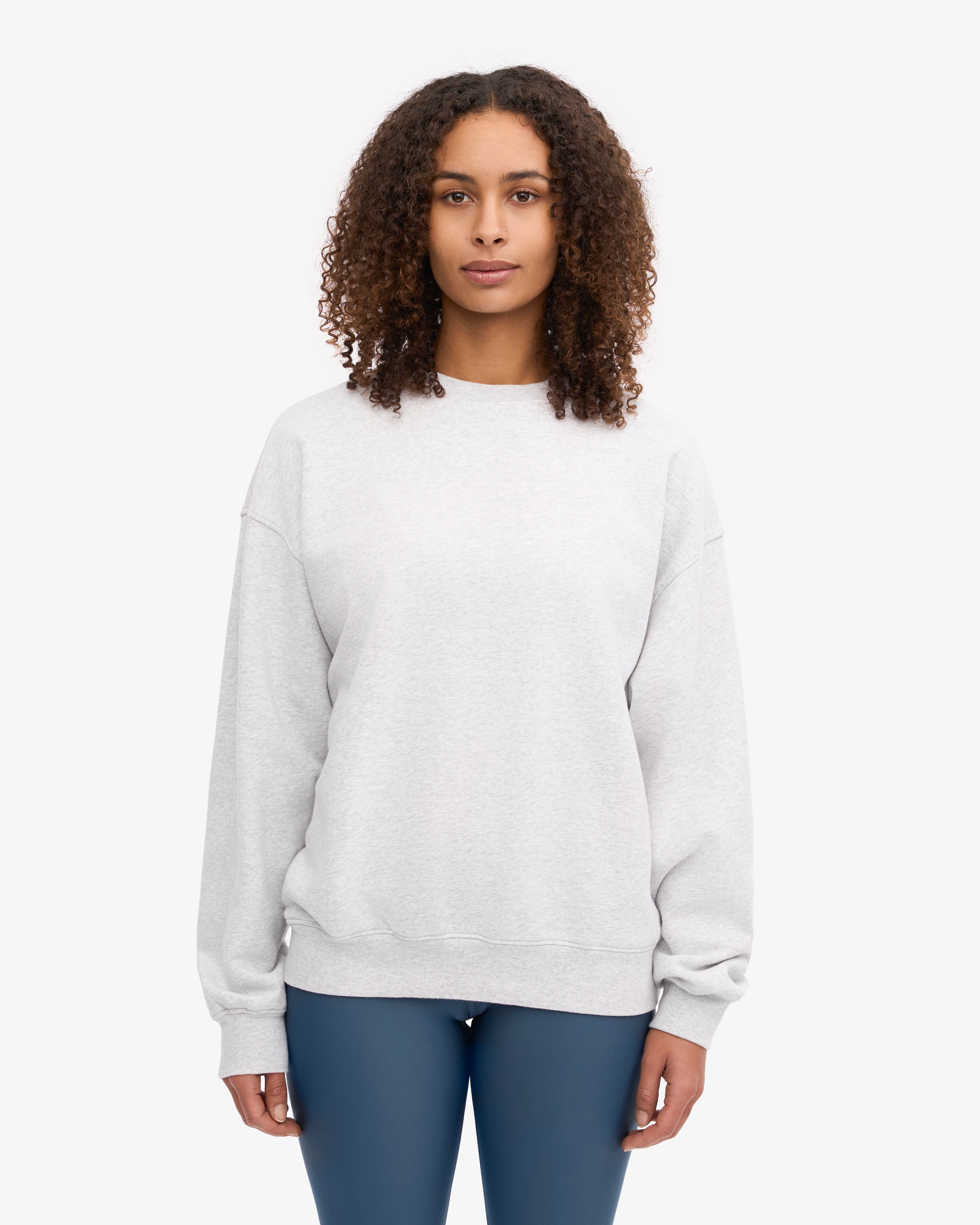 Organic Oversized Crewneck Sweatshirt - Snow Melange - Cozy Winter Wear for Men & Women - Perfect for Casual Outfits, Lounging & Cold Weather