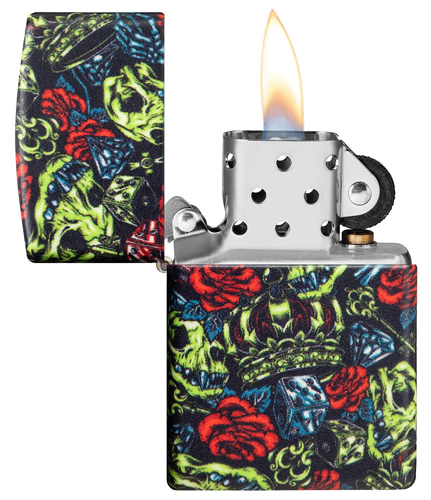 Zippo Brass Lighter - Glow in The Dark Matte Finish, Classic Windproof Design (Model 49696) - Perfect for Camping, Outdoor Adventures & Everyday Carry