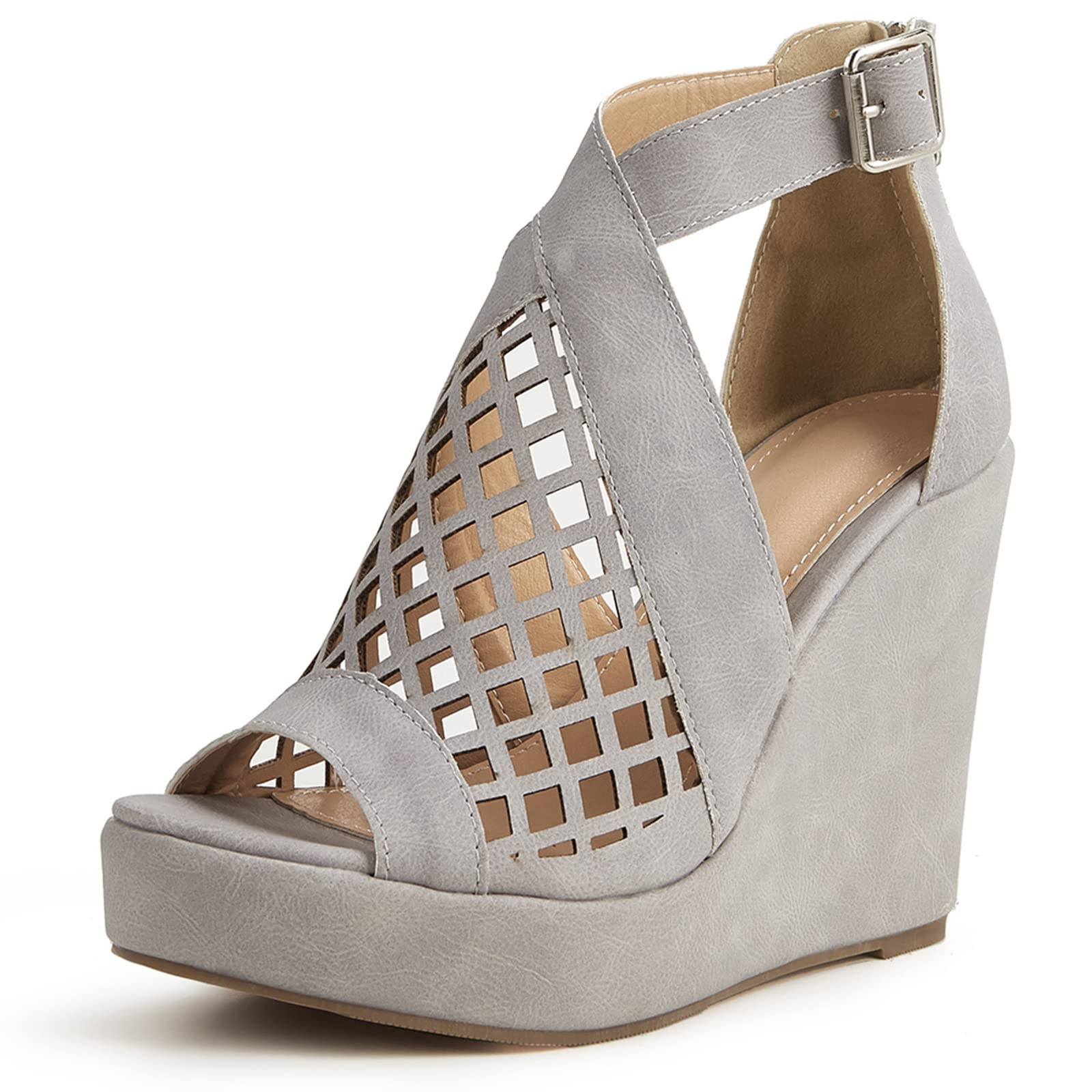 CYNLLIO Women's Platform Wedge Sandals - Peep Toe Cutout Design with Zip Closure, Summer Beach Outdoor Heels, T-Strap Dress Shoes for Party & Evening Wear | Perfect for Weddings, Vacations, and Night Out Events