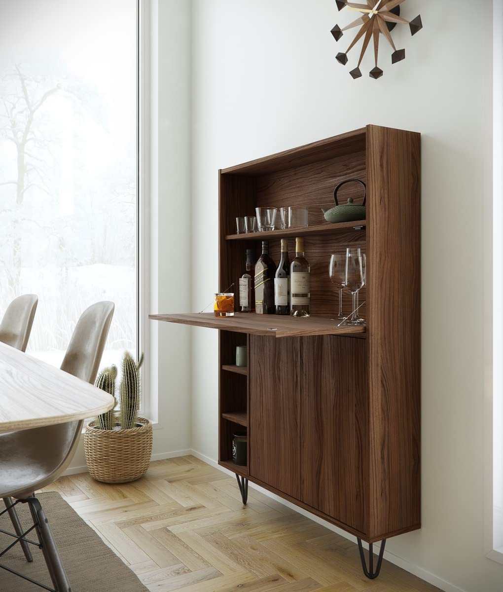 Nexera 611031 Slim Secretary Desk in Walnut - Compact Home Office Desk for Small Spaces, Writing & Laptop Use
