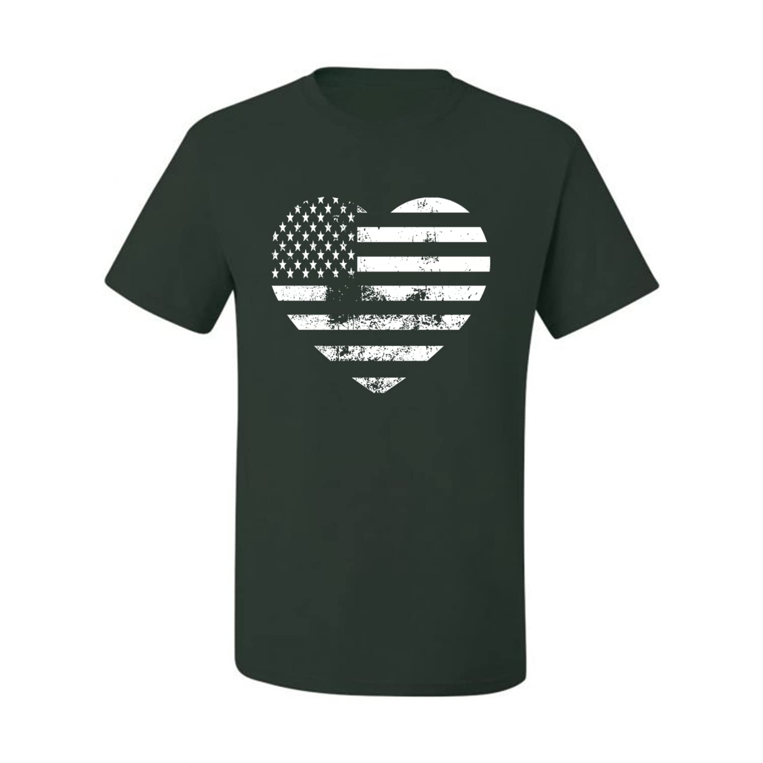 Wild Bobby USA Flag Heart Patriotic Men's Graphic T-Shirt - American Pride Tee for 4th of July, Veterans Day & Casual Wear
