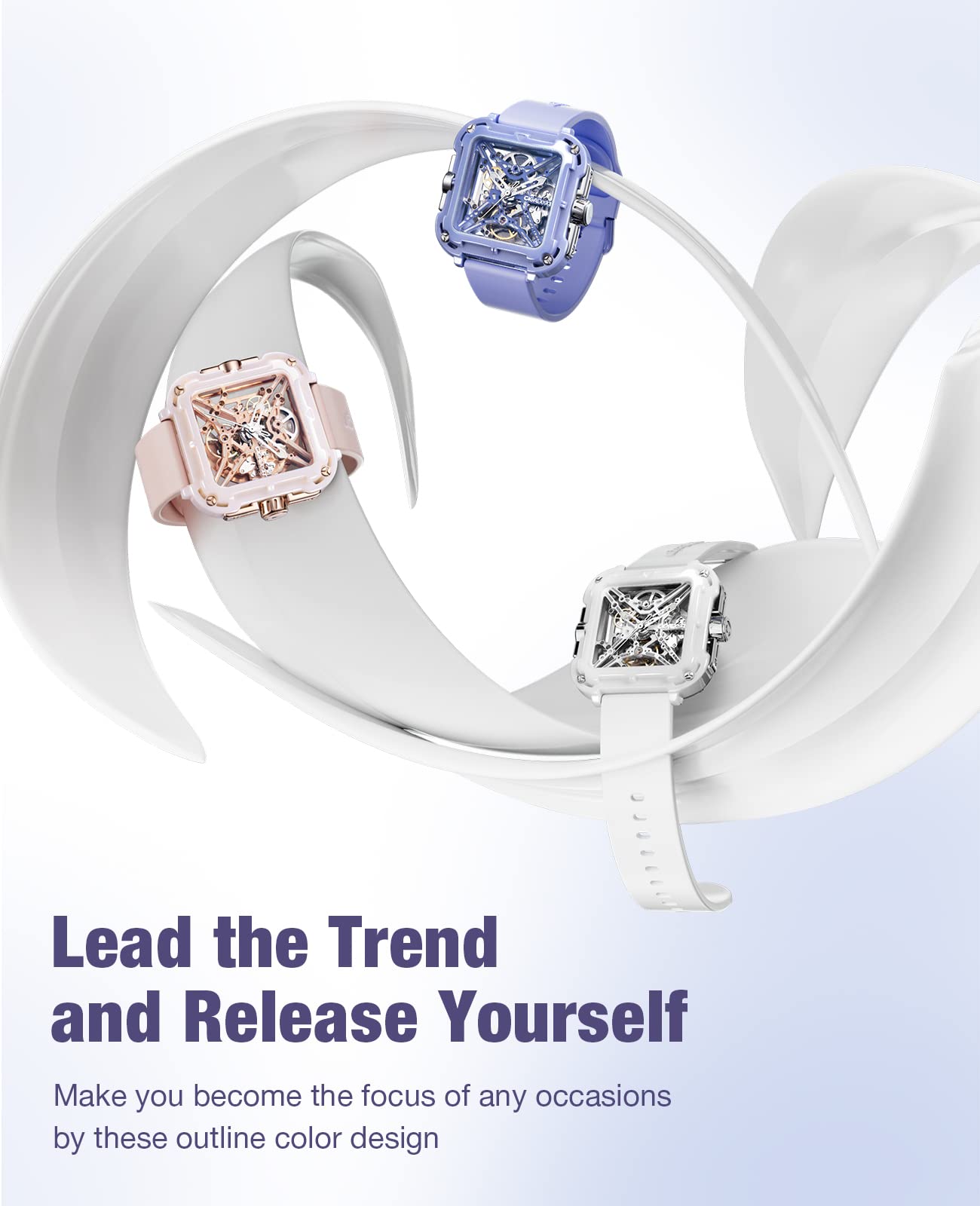 CIGA Design X Series Machina Women's Automatic Mechanical Watch - Sapphire Crystal Skeleton Dial with Silicone Strap | Fashion Accessory for Business, Party & Everyday Wear